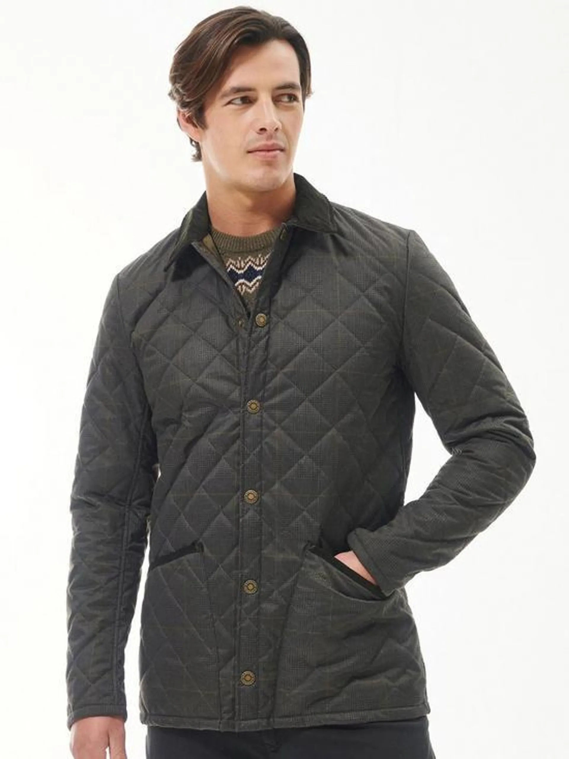 Checked Heritage Liddesdale Quilted Jacket - Dark Green