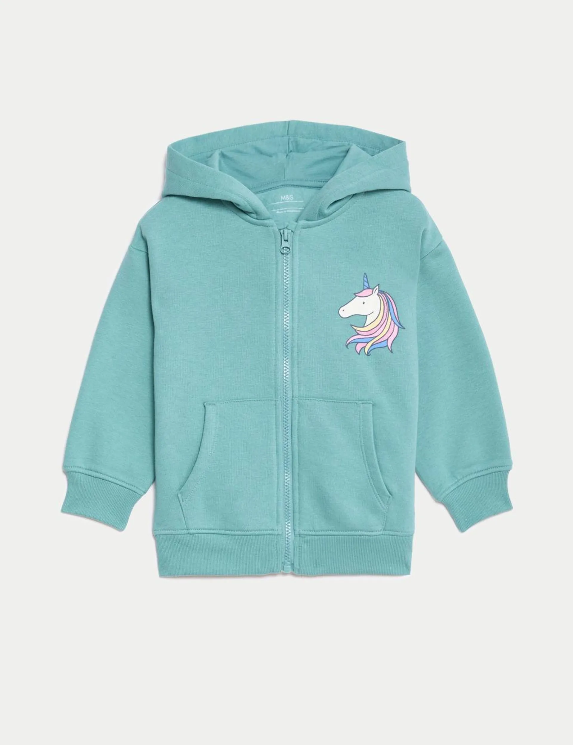 Cotton Rich Unicorn Zip Hoodie (2-8 Yrs)