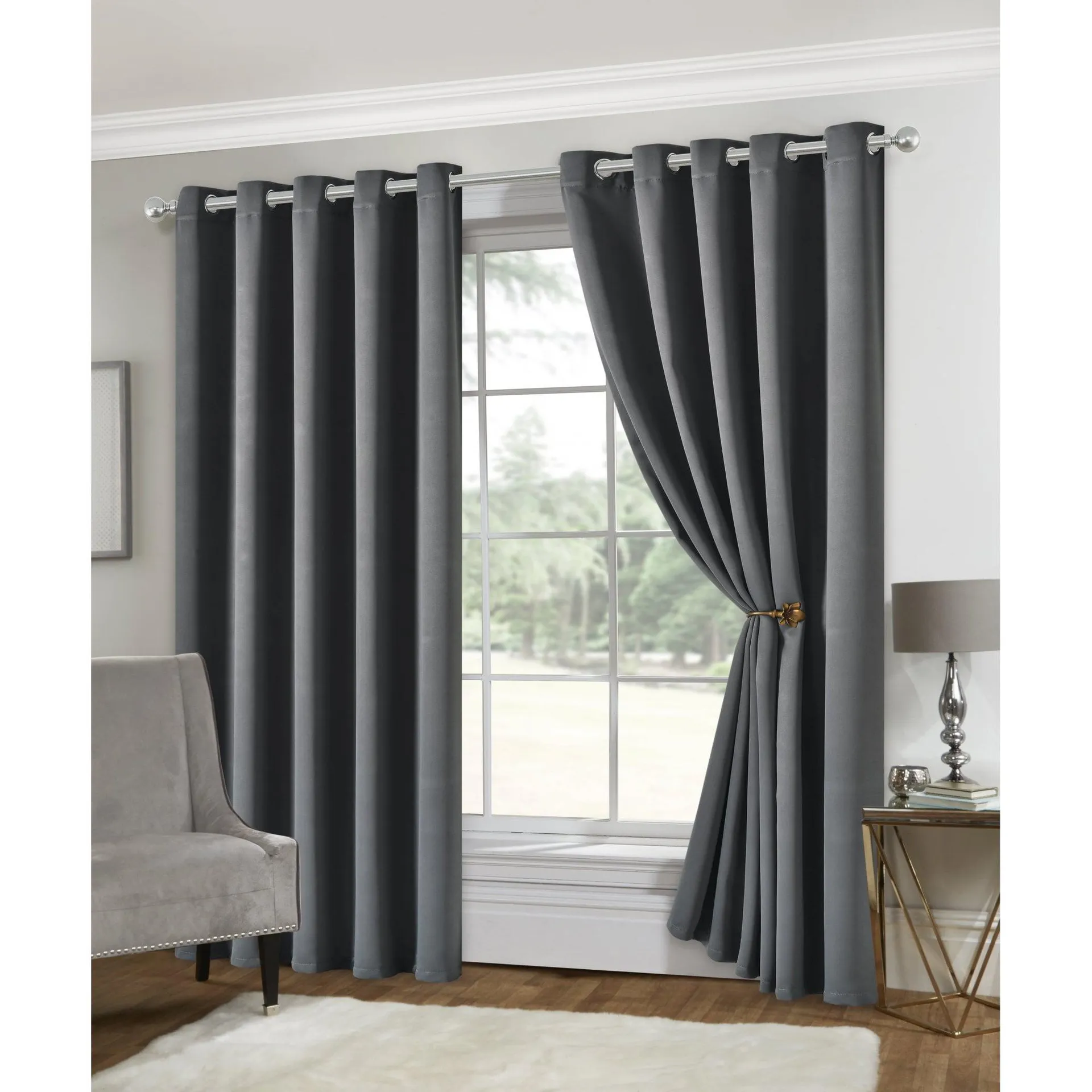 Eclipse Eyelet Curtains - Grey