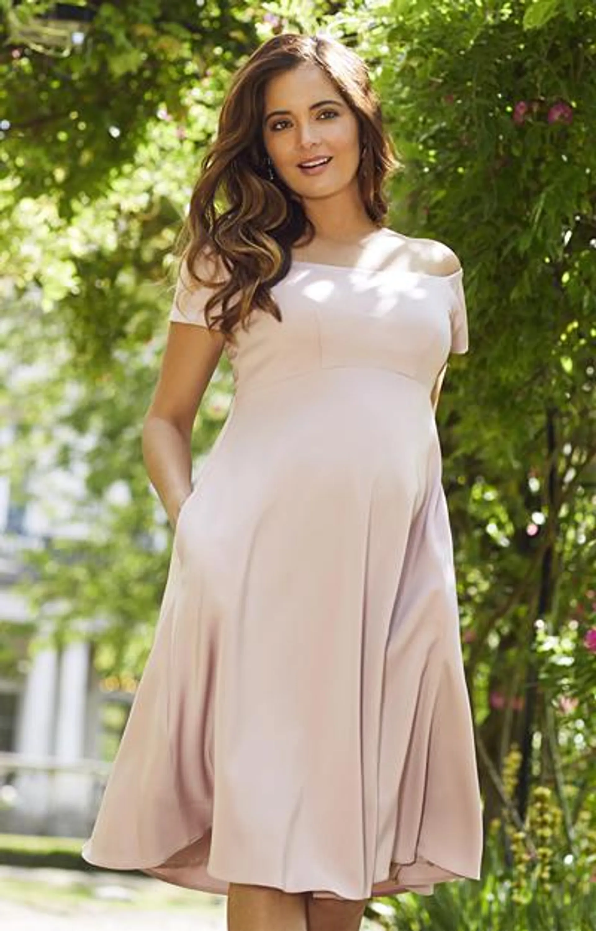 Aria Off Shoulder Maternity Dress With Pockets