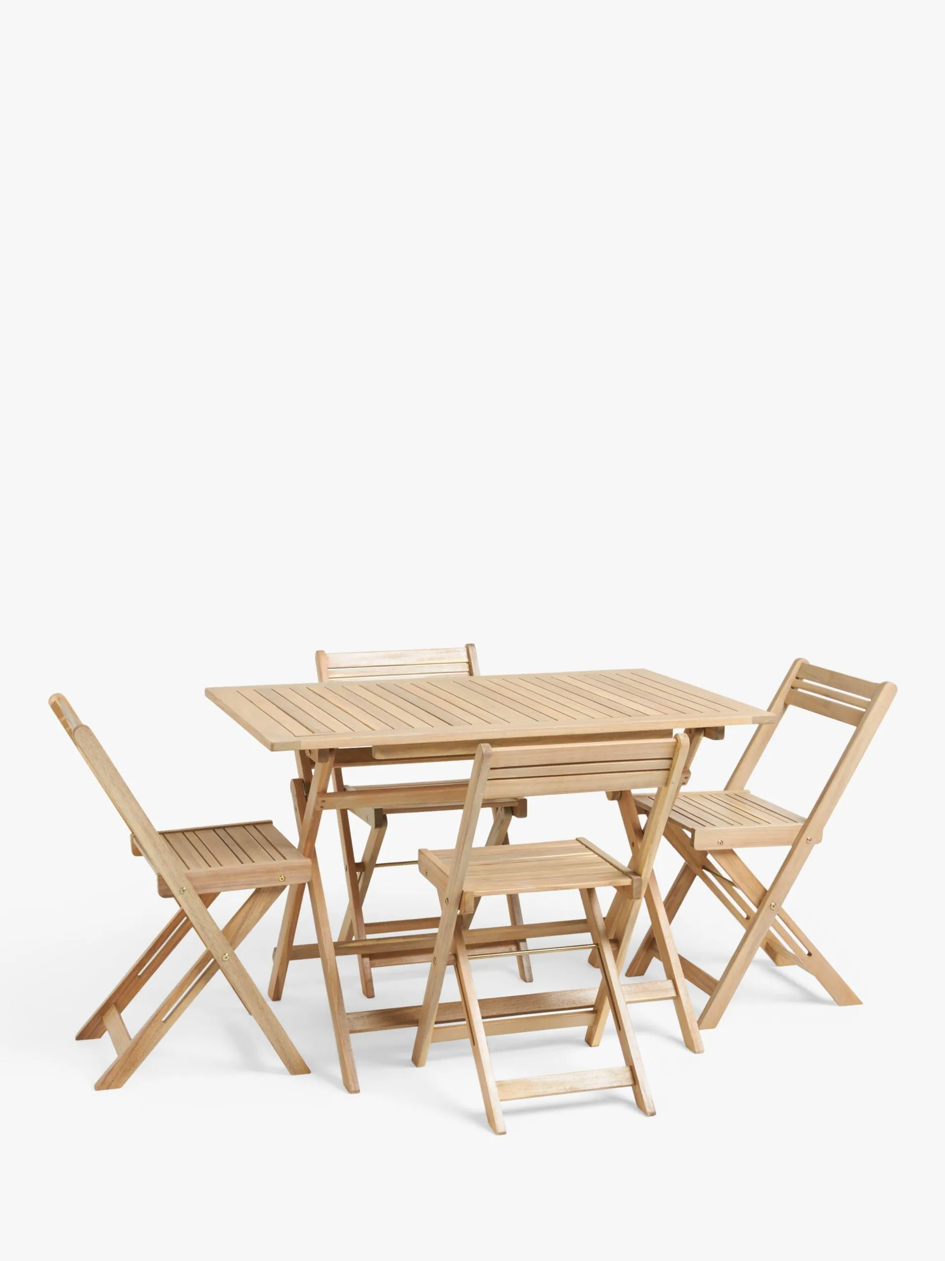 Acacia Wood Foldable 4-Seater Garden Dining Table & Chairs Set, Natural