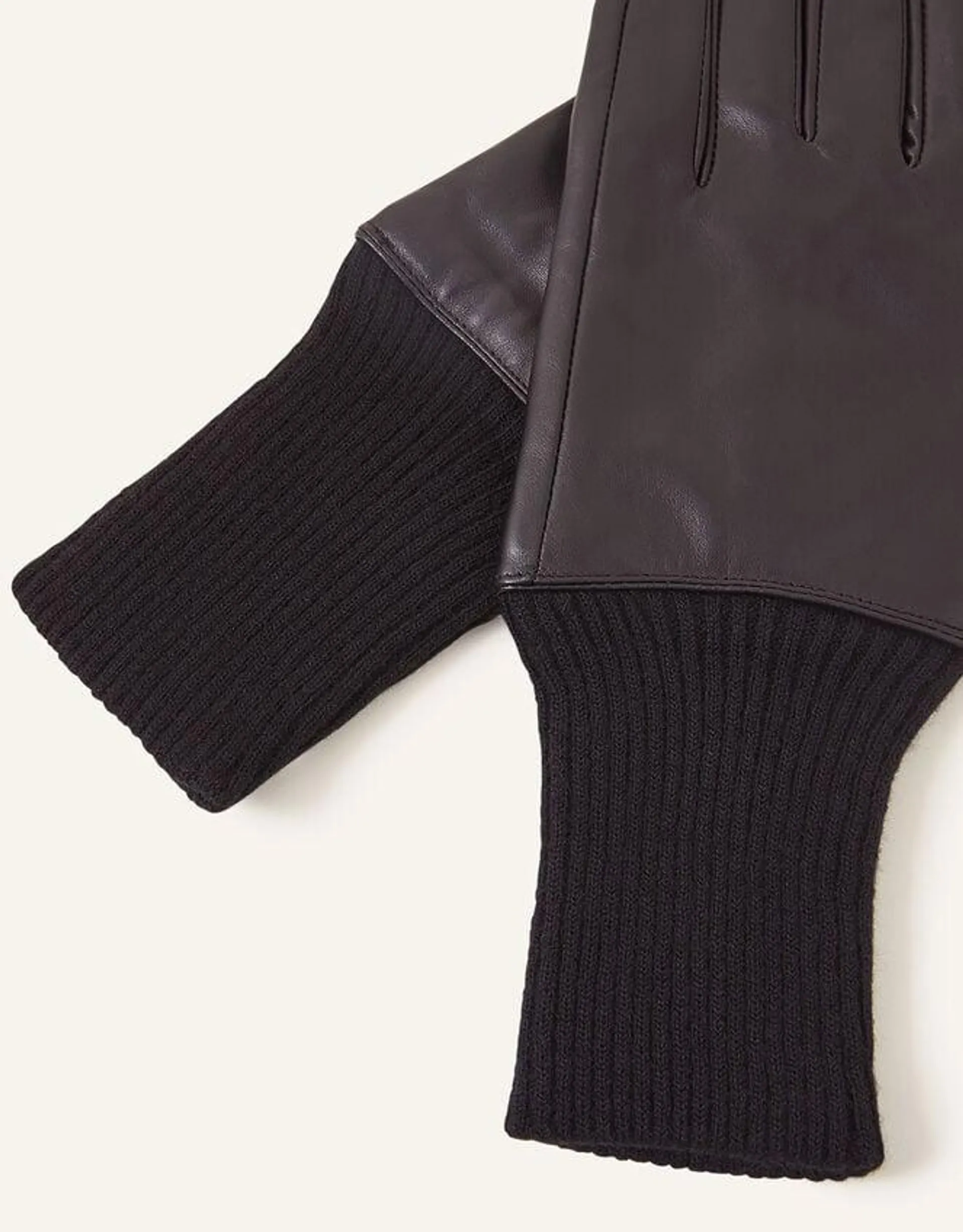 Leather Cuff Gloves Black