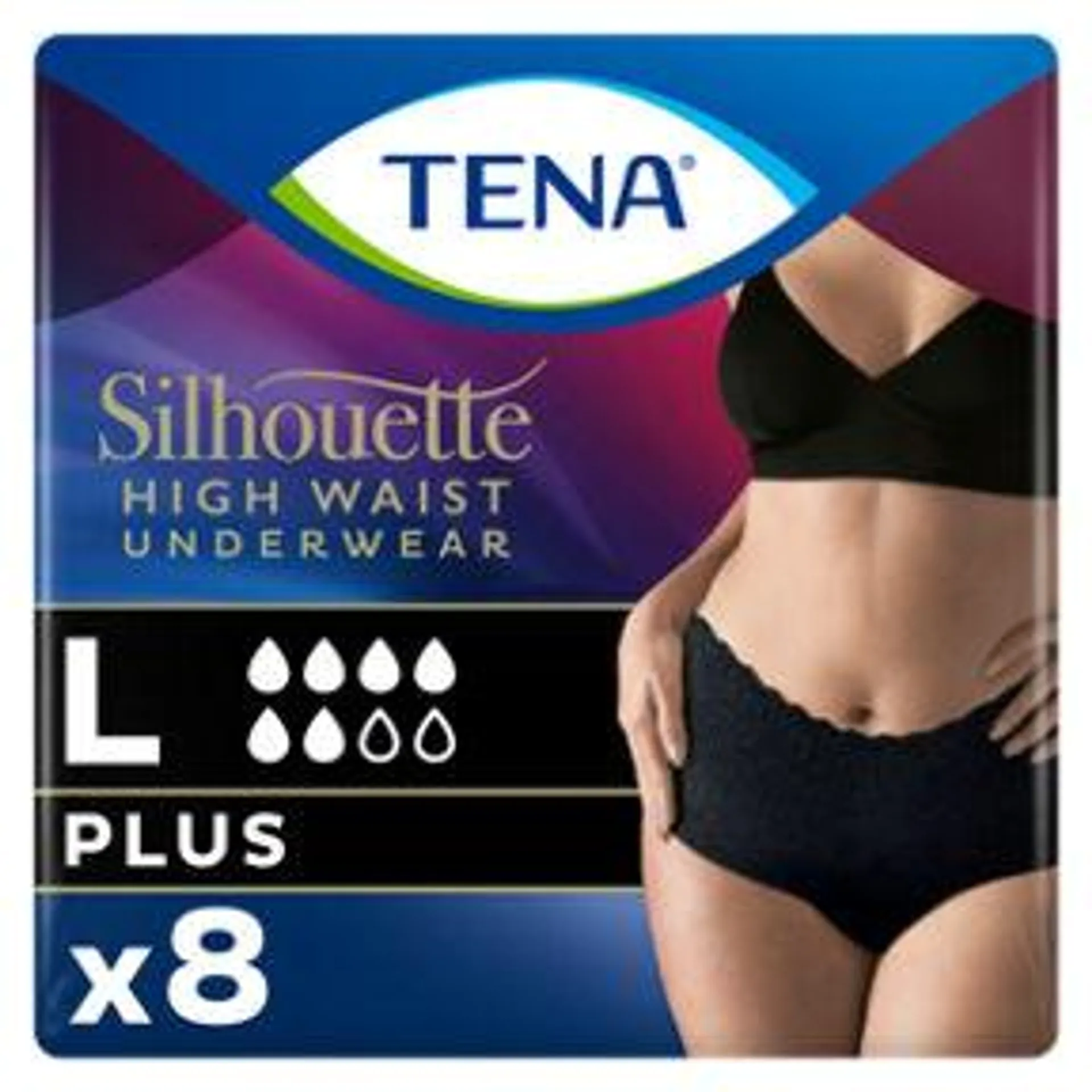 Tena Silhouette Incontinence Pants Black L 8 Pack