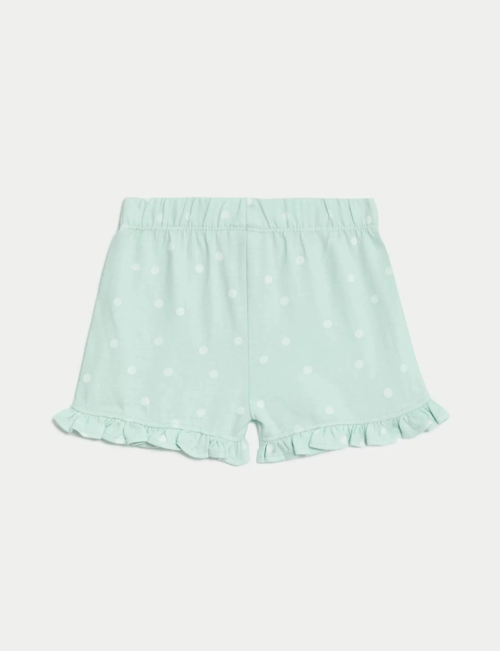 2pk Pure Cotton Spotted Frill Shorts (0-3 Yrs)