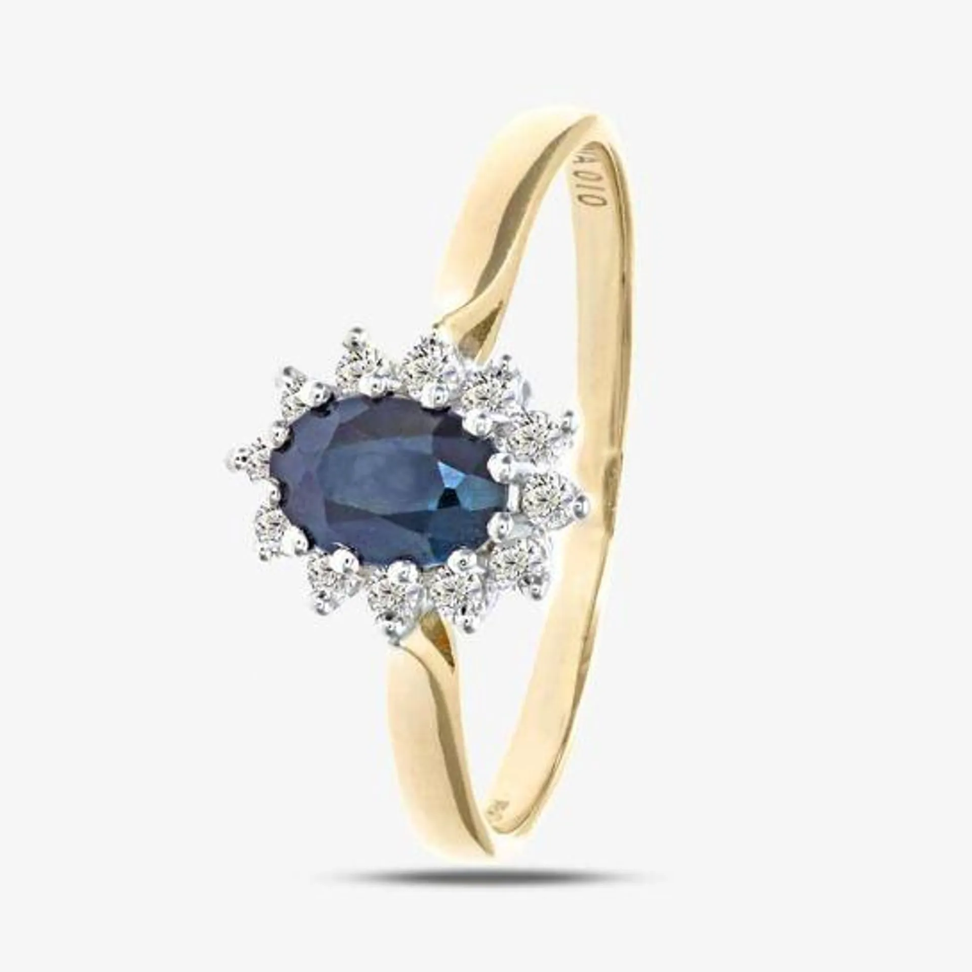 9ct Yellow Gold Sapphire & 0.10ct Diamond Cluster Ring PR05244Y SA