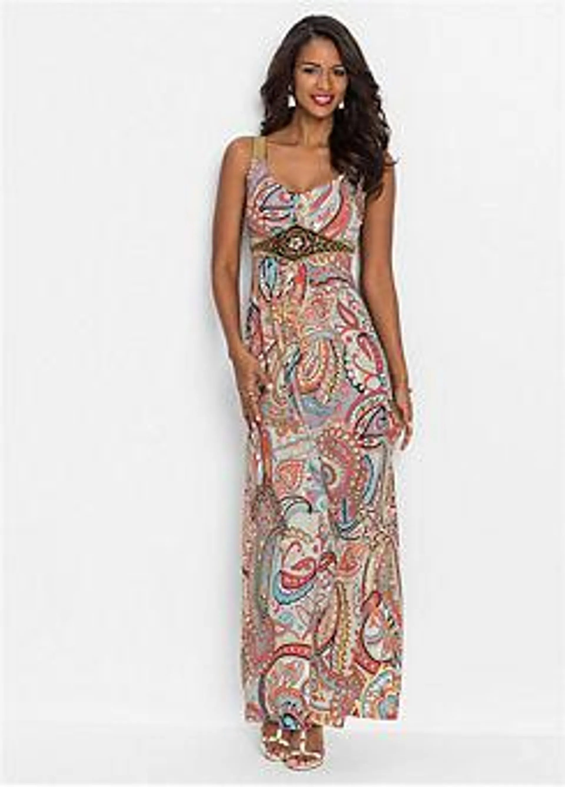 Appliqué Paisley Maxi Dress