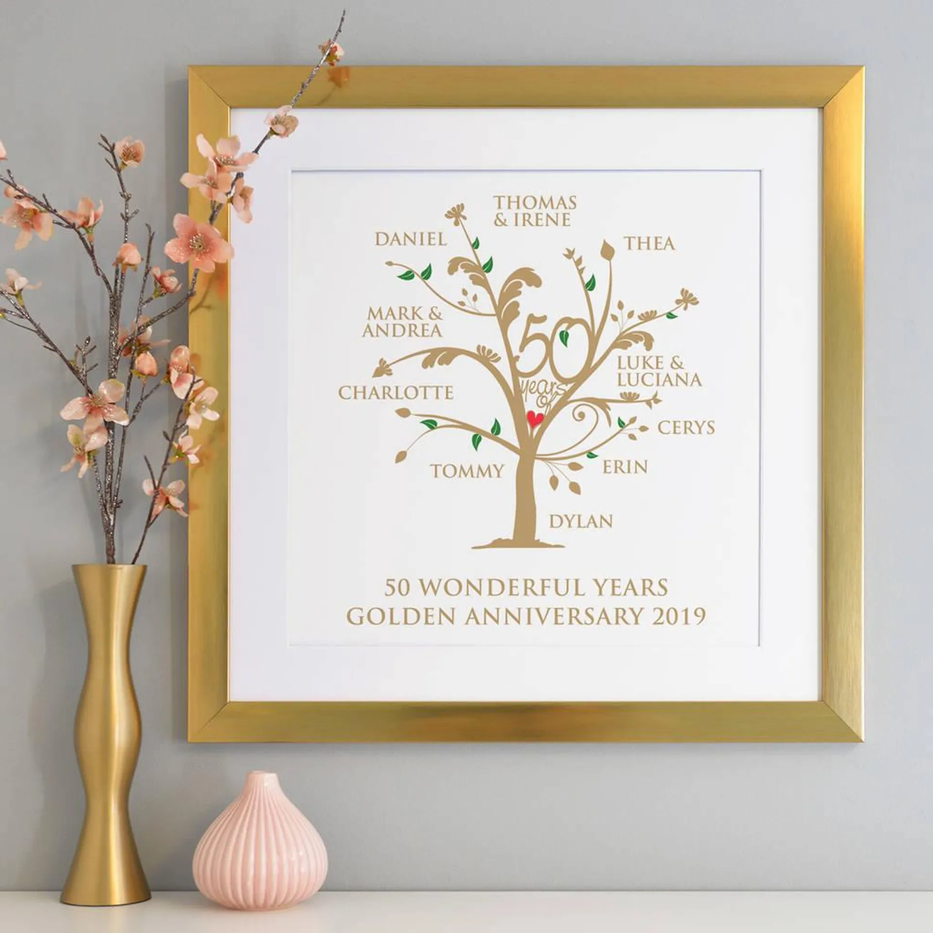 Personalised Golden Anniversary Family Tree Print