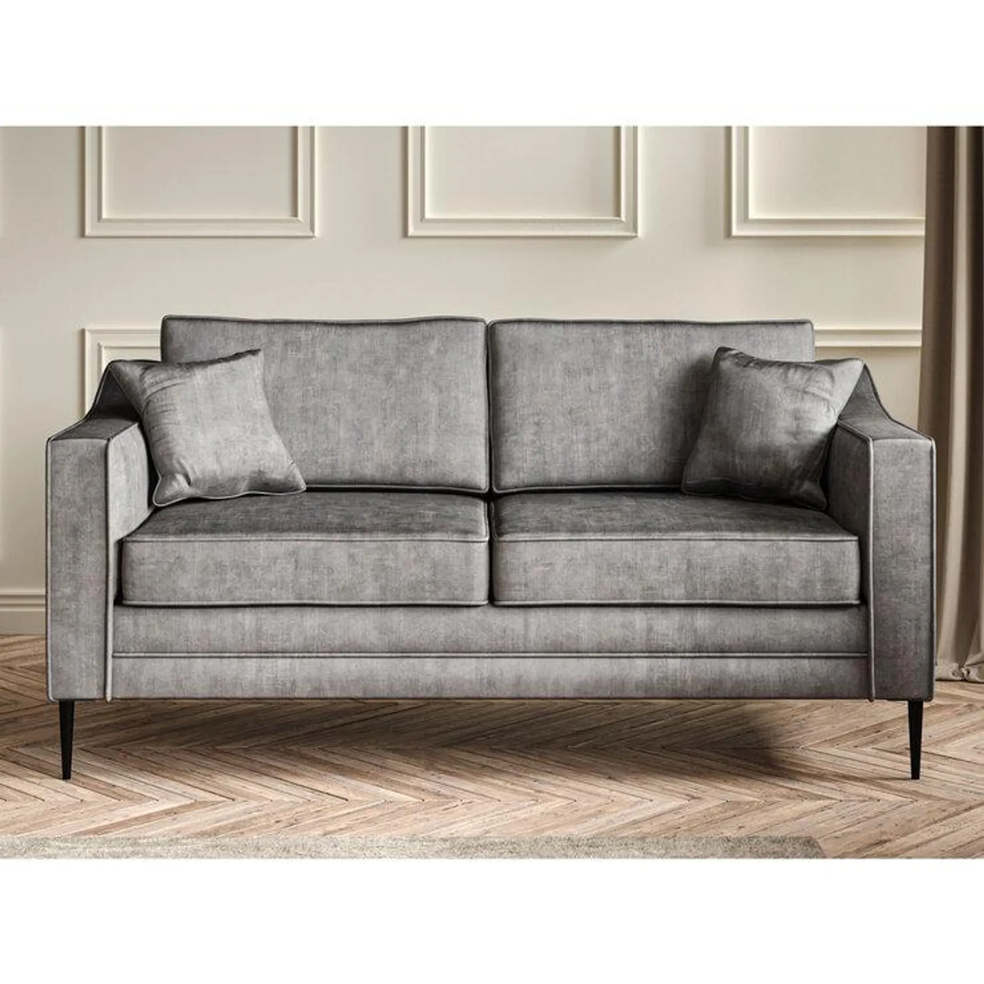 Aspen Grey Velvet Large 2 Seater Sofa