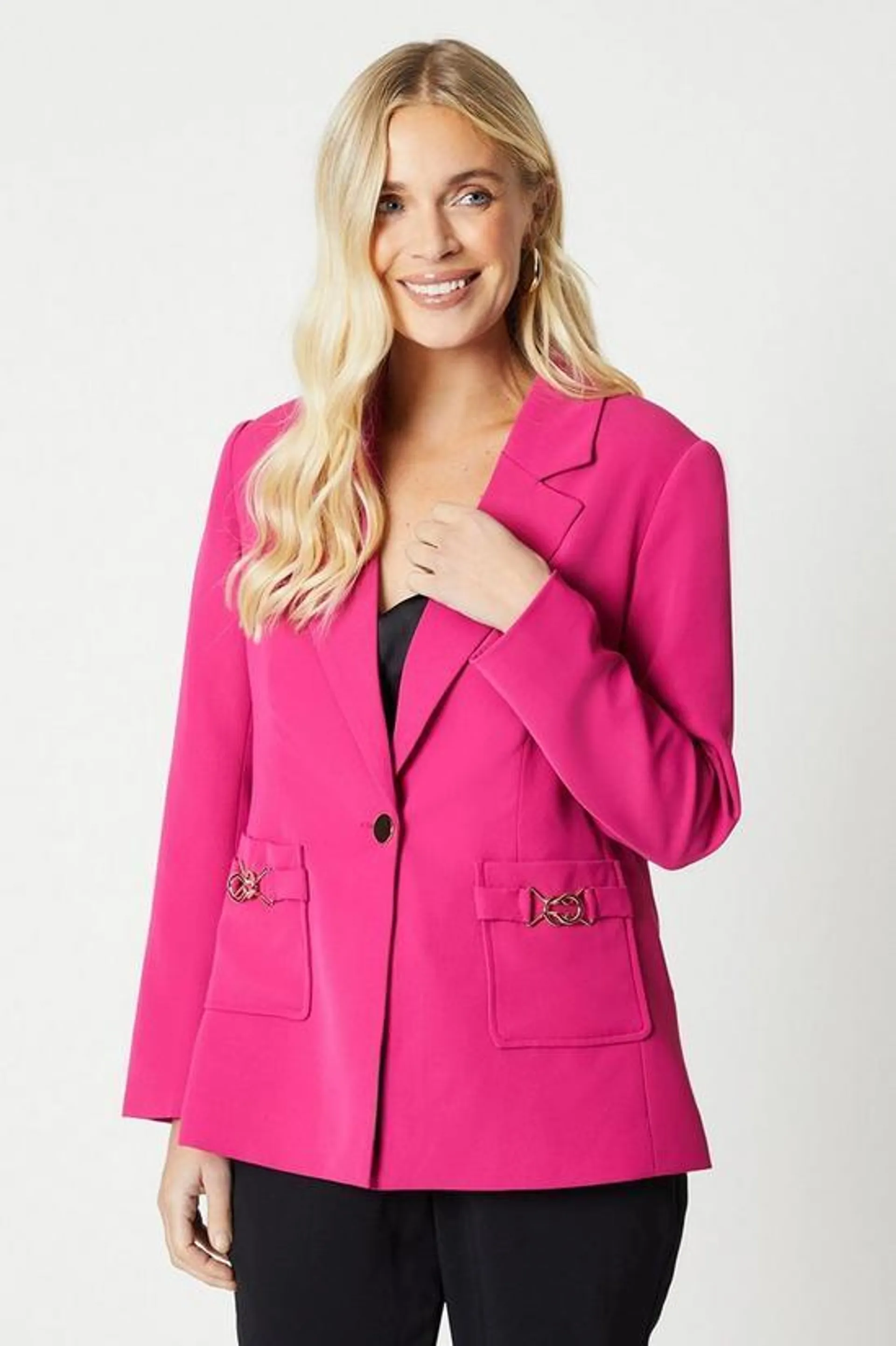 Petite Premium Single Breasted Trim Detail Blazer