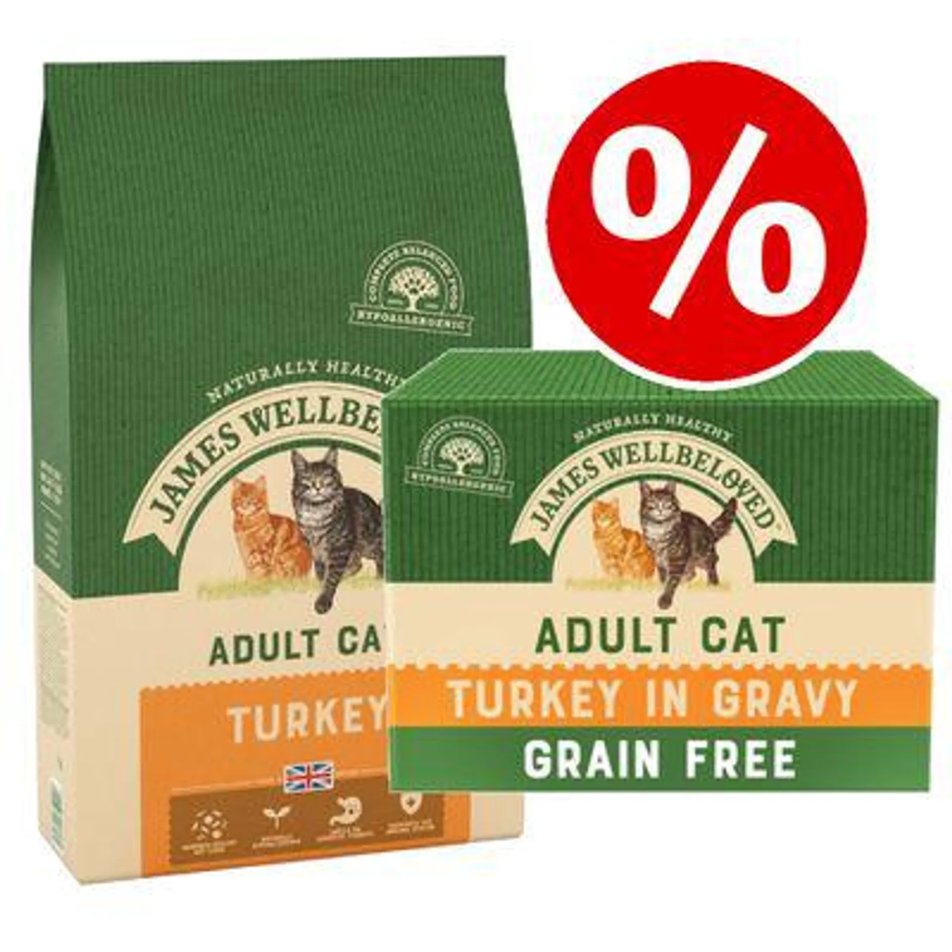 10kg James Wellbeloved Dry Cat Food + Turkey Wet Food - 15% Off!*