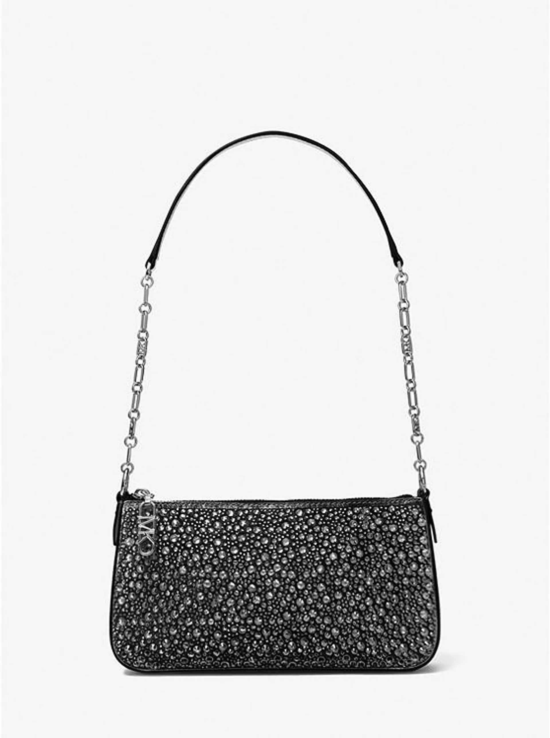 Empire Medium Embellished Suede Chain-Link Pochette