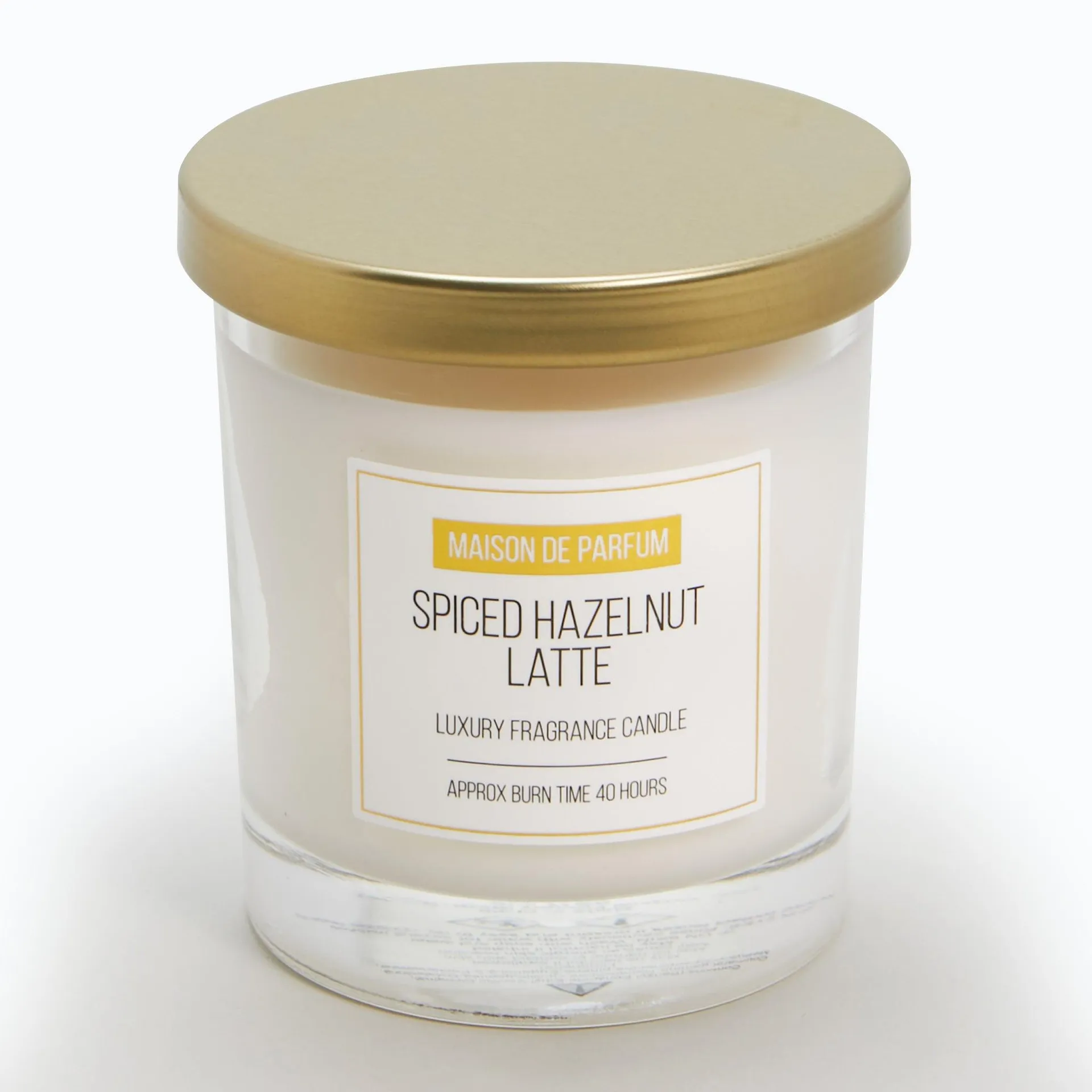 At Home Gold Lidded Candle Spiced Hazelnut Latte