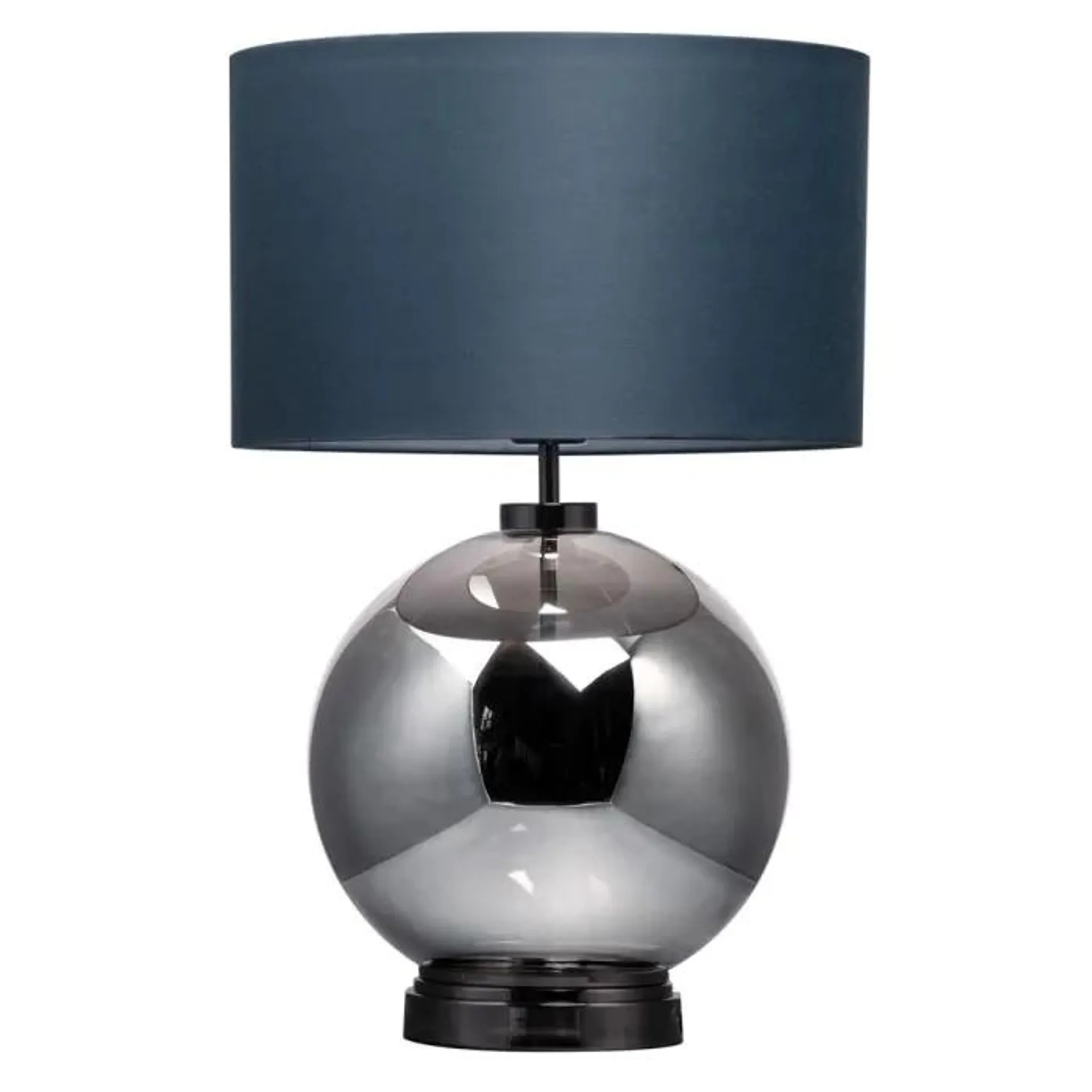 Metro Smoke Glass Sphere Table Lamp, Black Nickel and Dark Grey