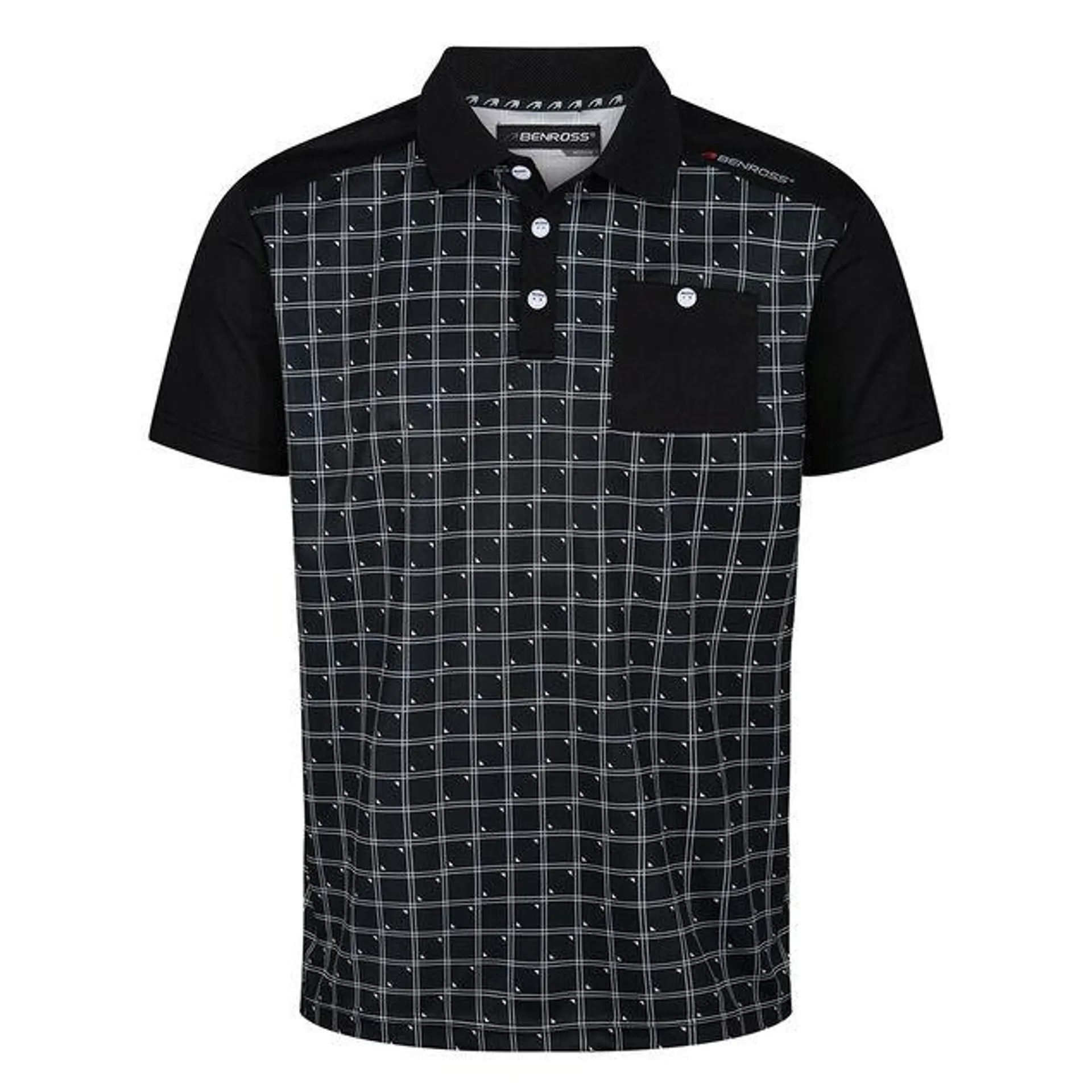 Benross Men's Grid Print Golf Polo Shirt