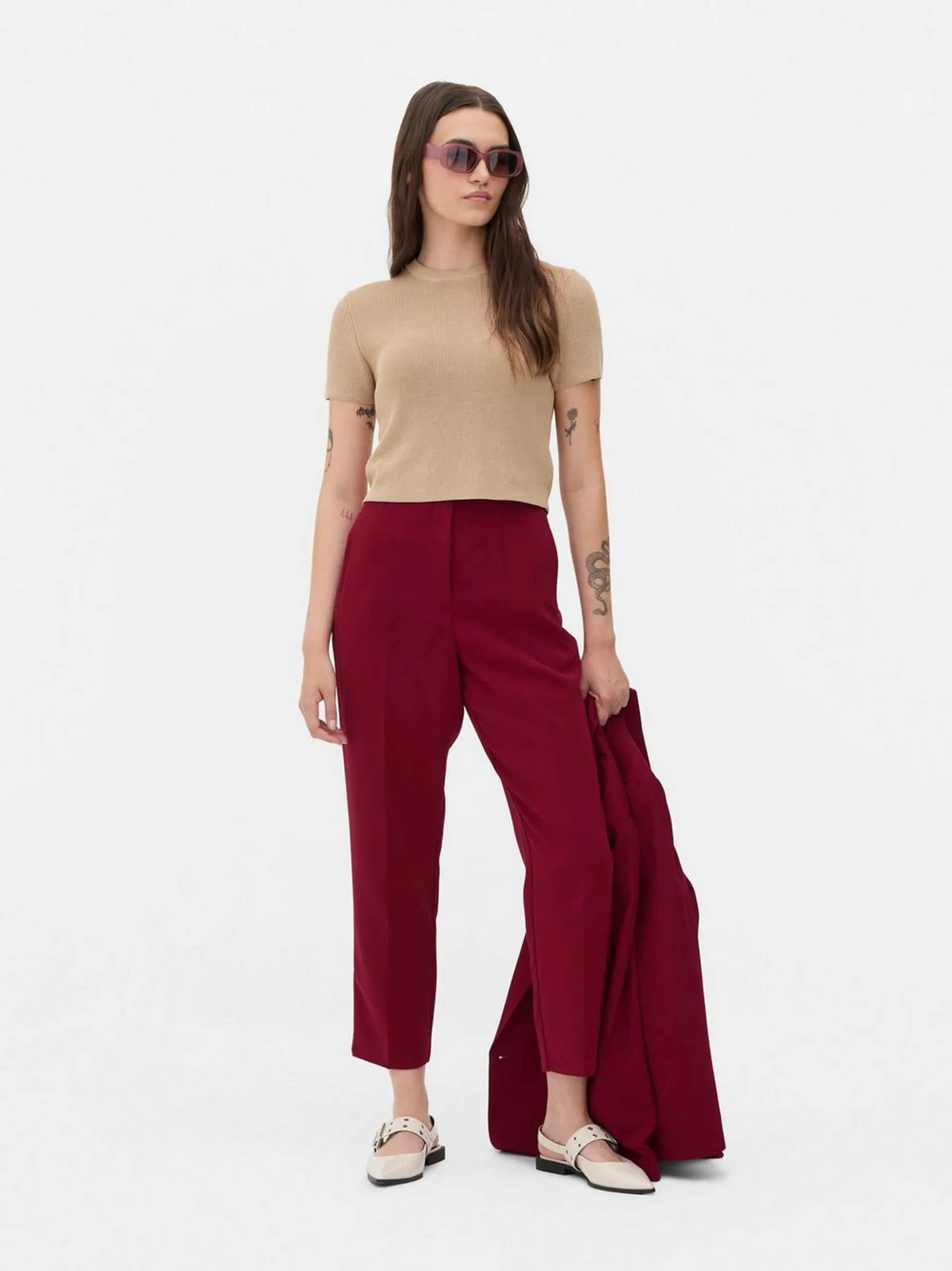 Pin Stitch High Waist Pants