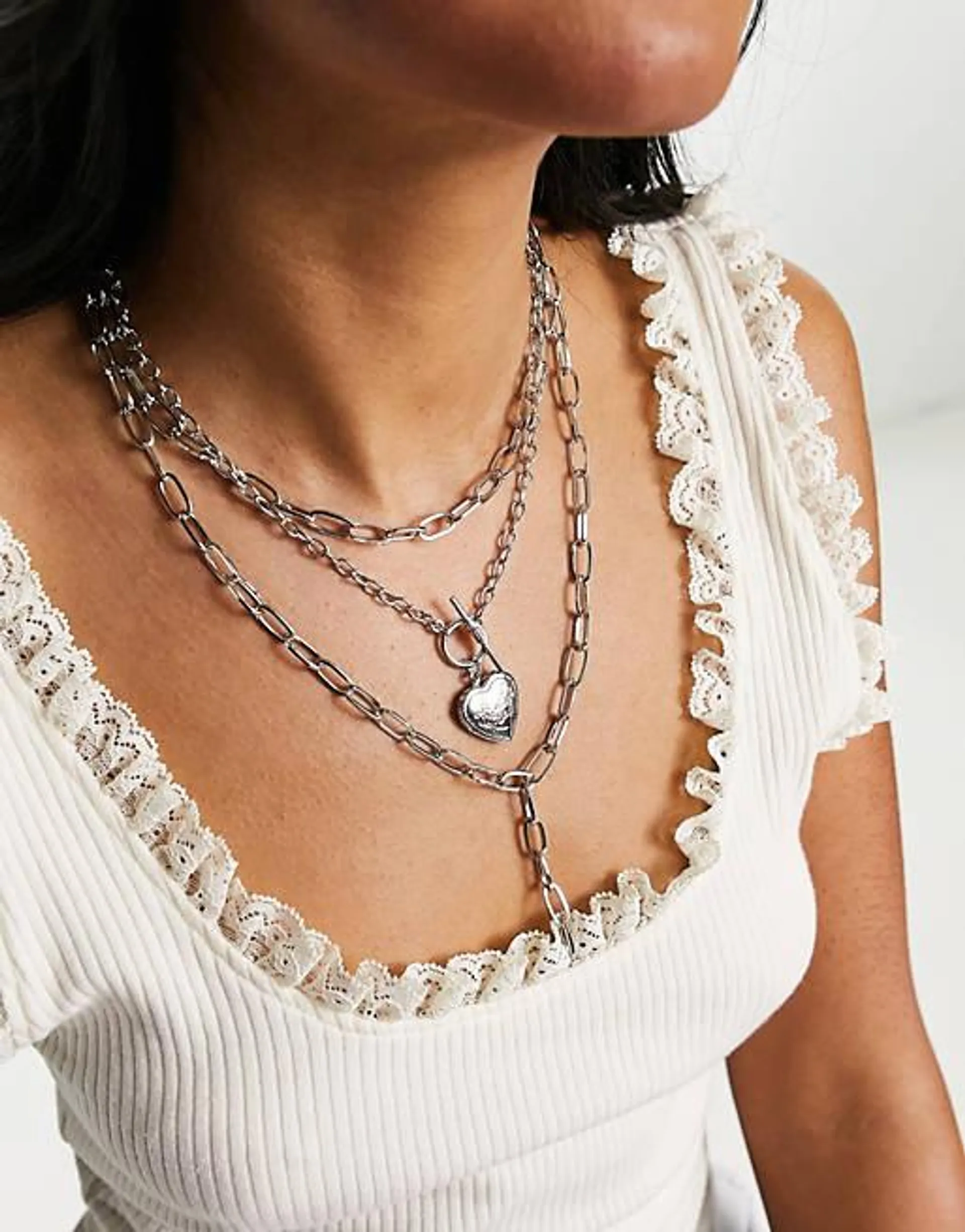 Petit Moments multirow chain necklace in silver