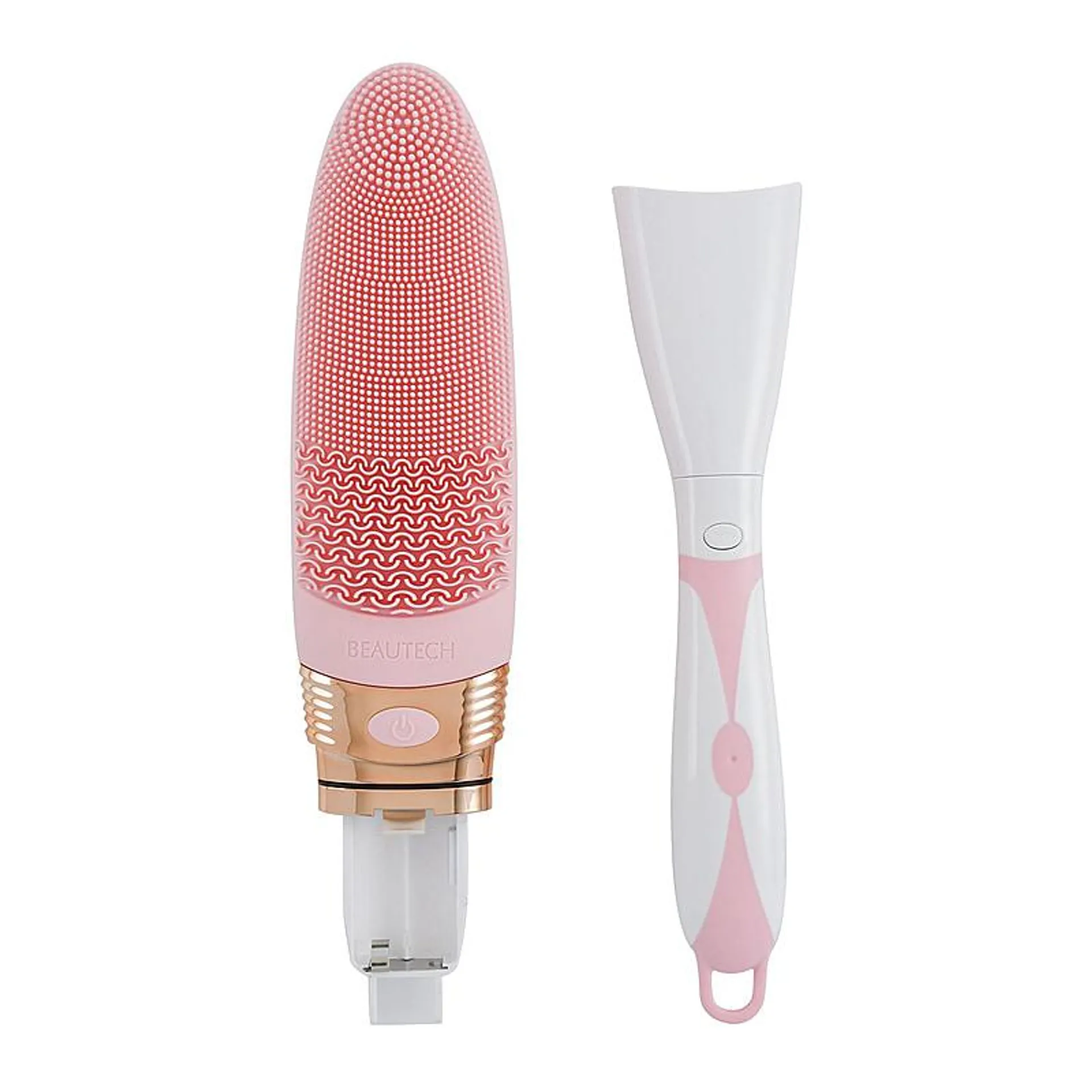 Electric Rotating Vibration Long Handle Silicone Bath Brush (Requires 2AA Batteries,Not Inc.) - Pink