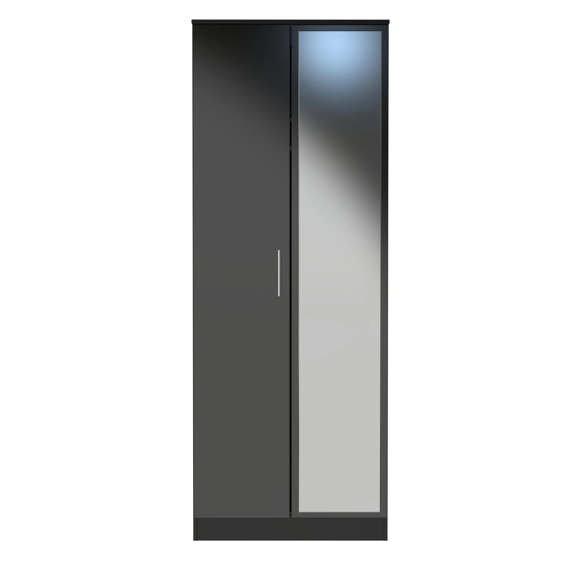 Denver Ready Assembled Wardrobe with 2 Doors and Mirror - Black