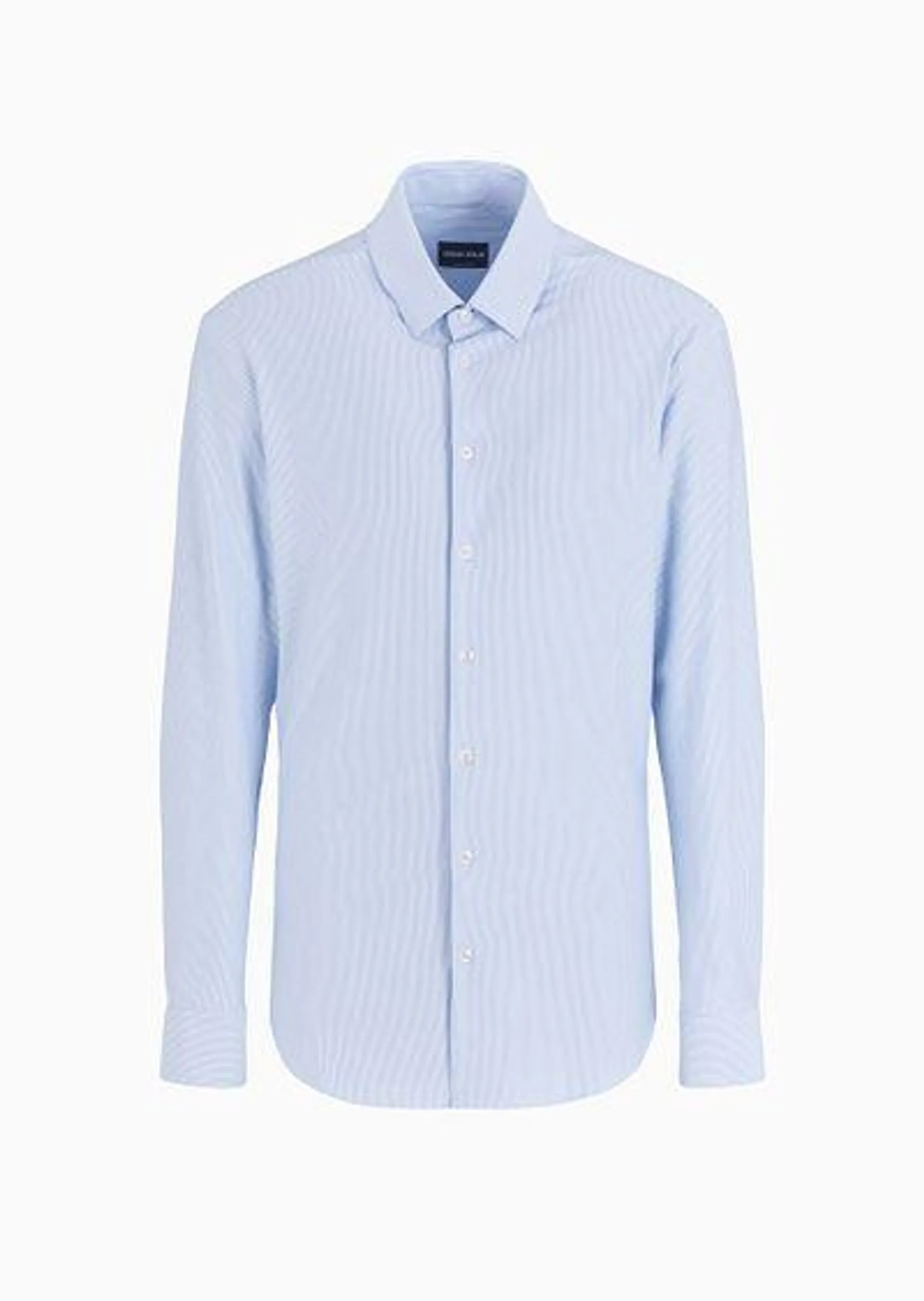 Slim-fit striped cotton-blend jersey shirt