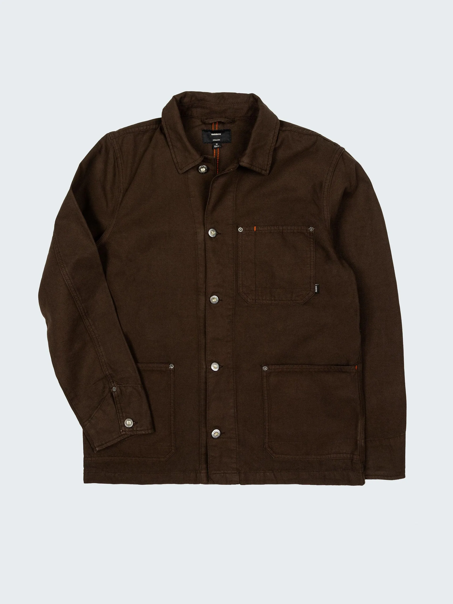 Organic cotton workwear overshirt in seal brown