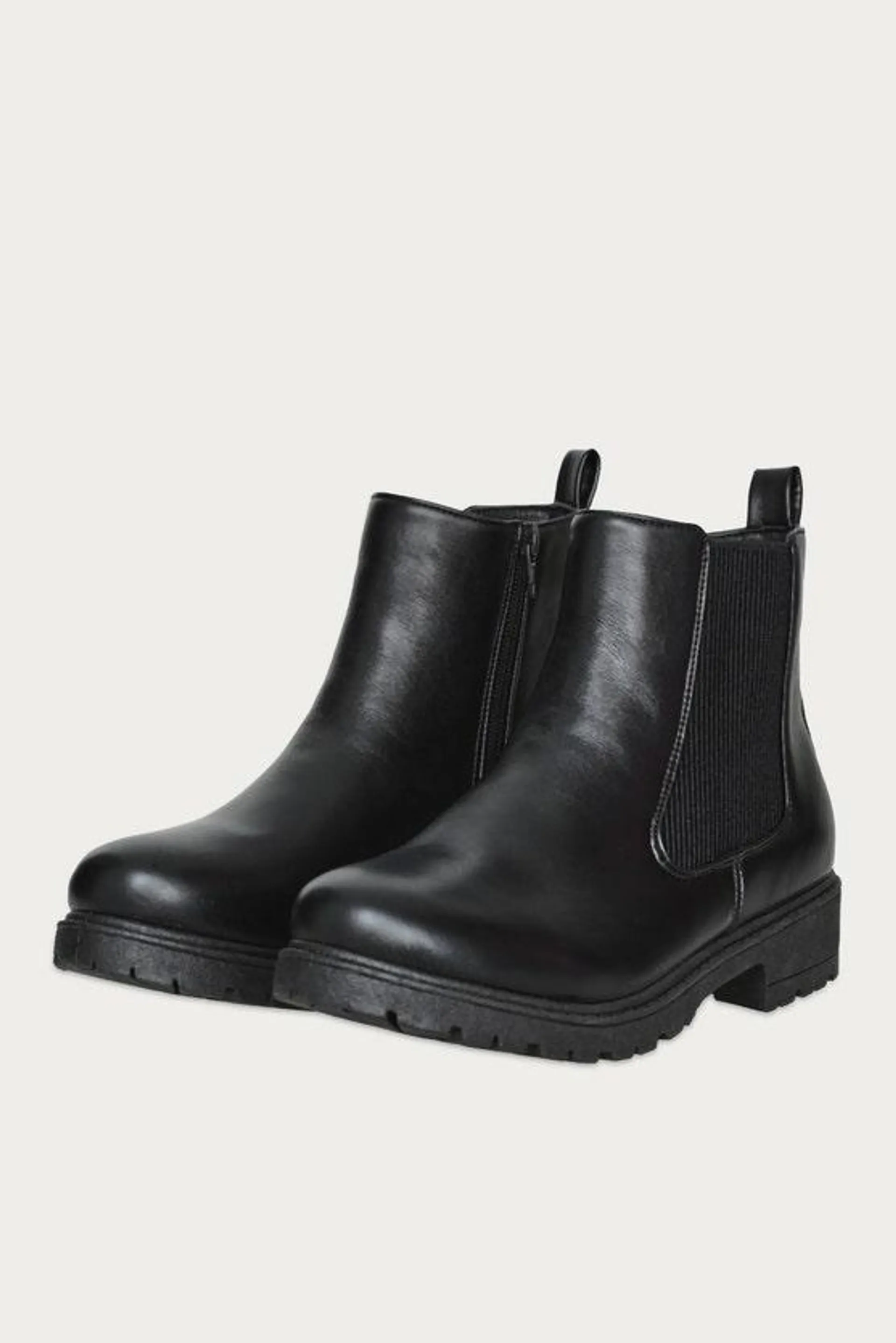 Black Chunky Chelsea Ankle Boots