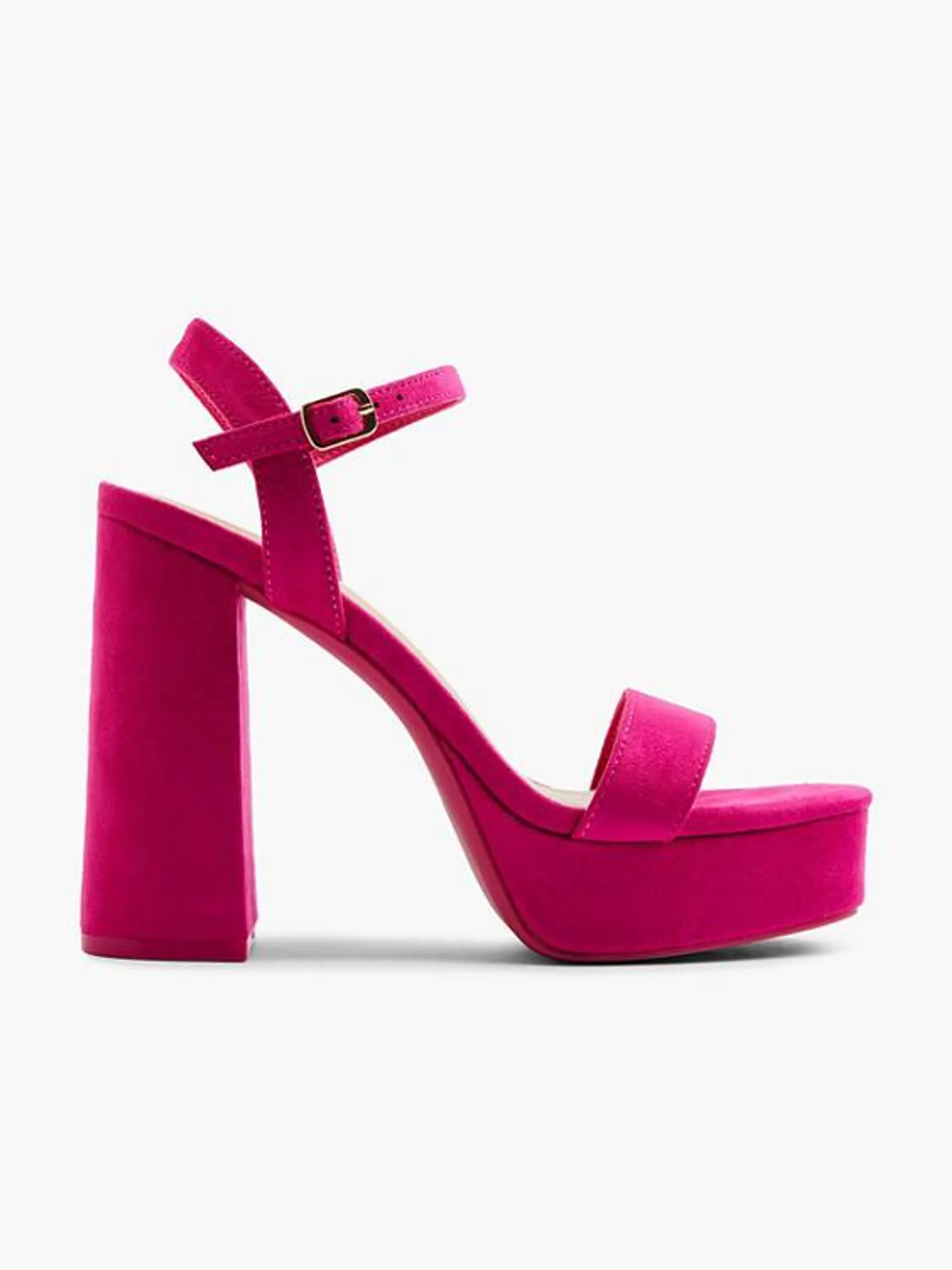 Pink Open Toe Platform Heeled Sandal