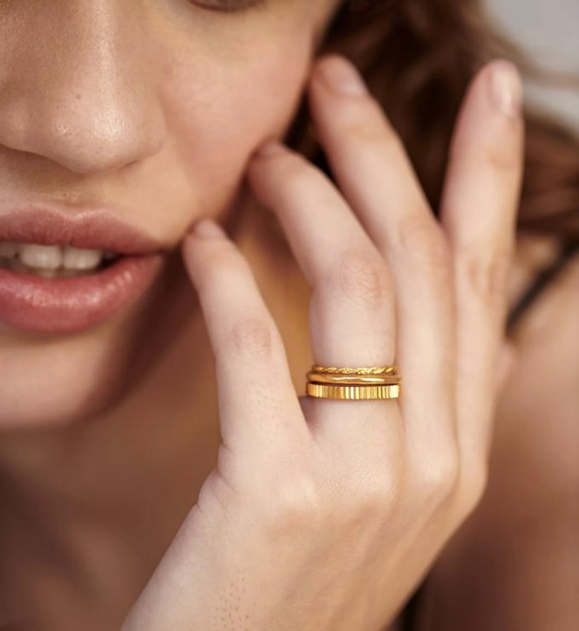 Textured Disco, Siren and Corda Skinny Ring Stack