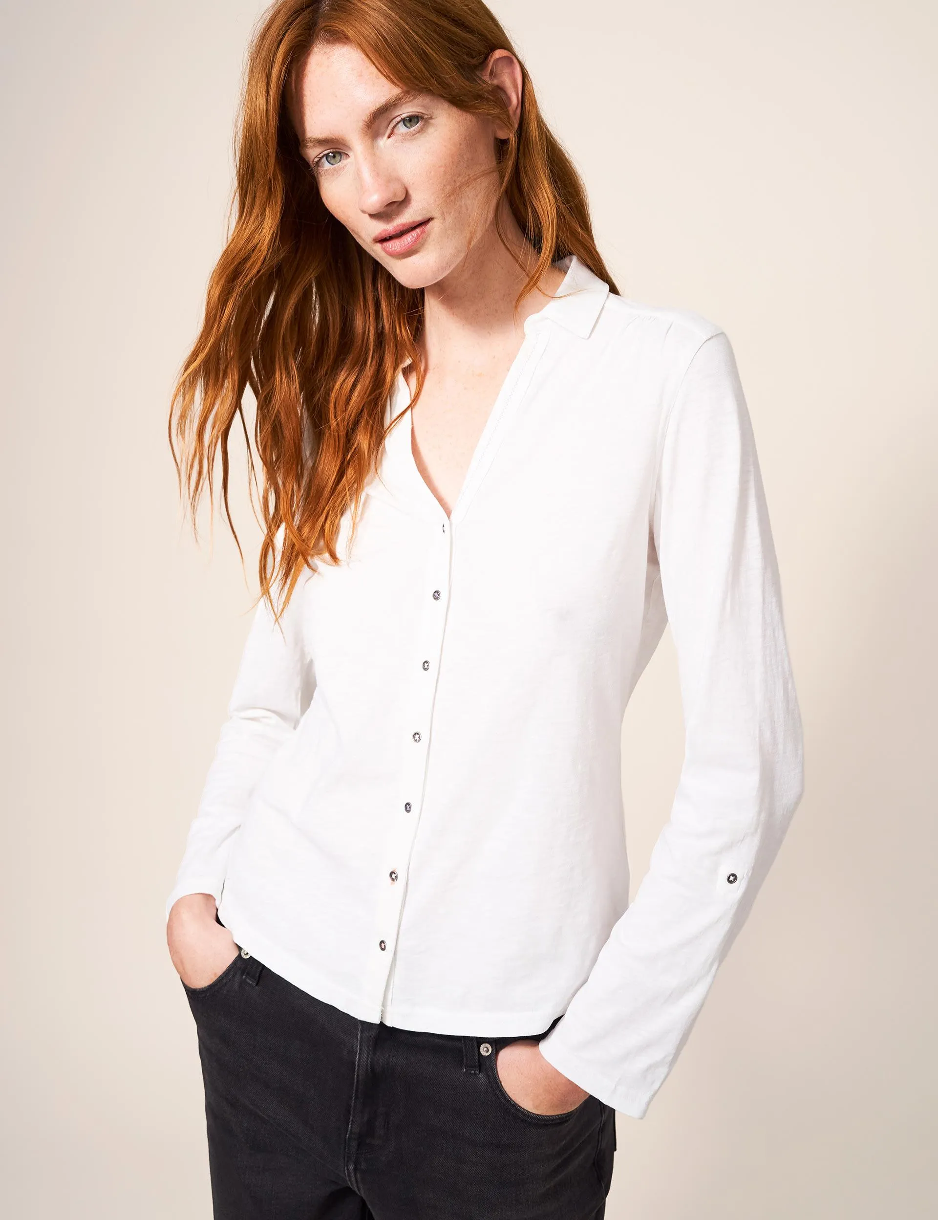 Pure Cotton Collared Shirt