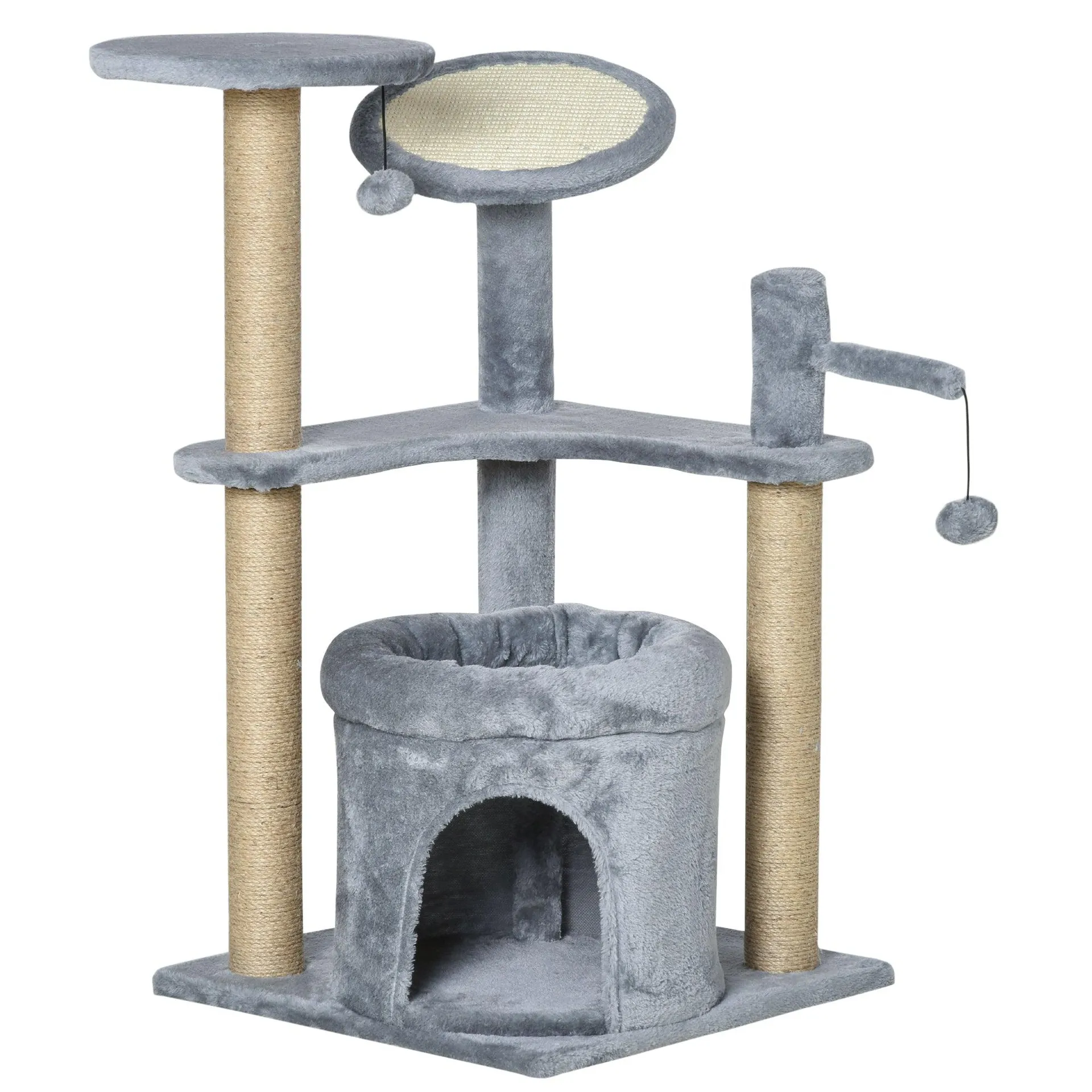 PawHut 87 cm Cat Tree Tower Activity Centre w/ Condo Scratcher Perch Ball Toy