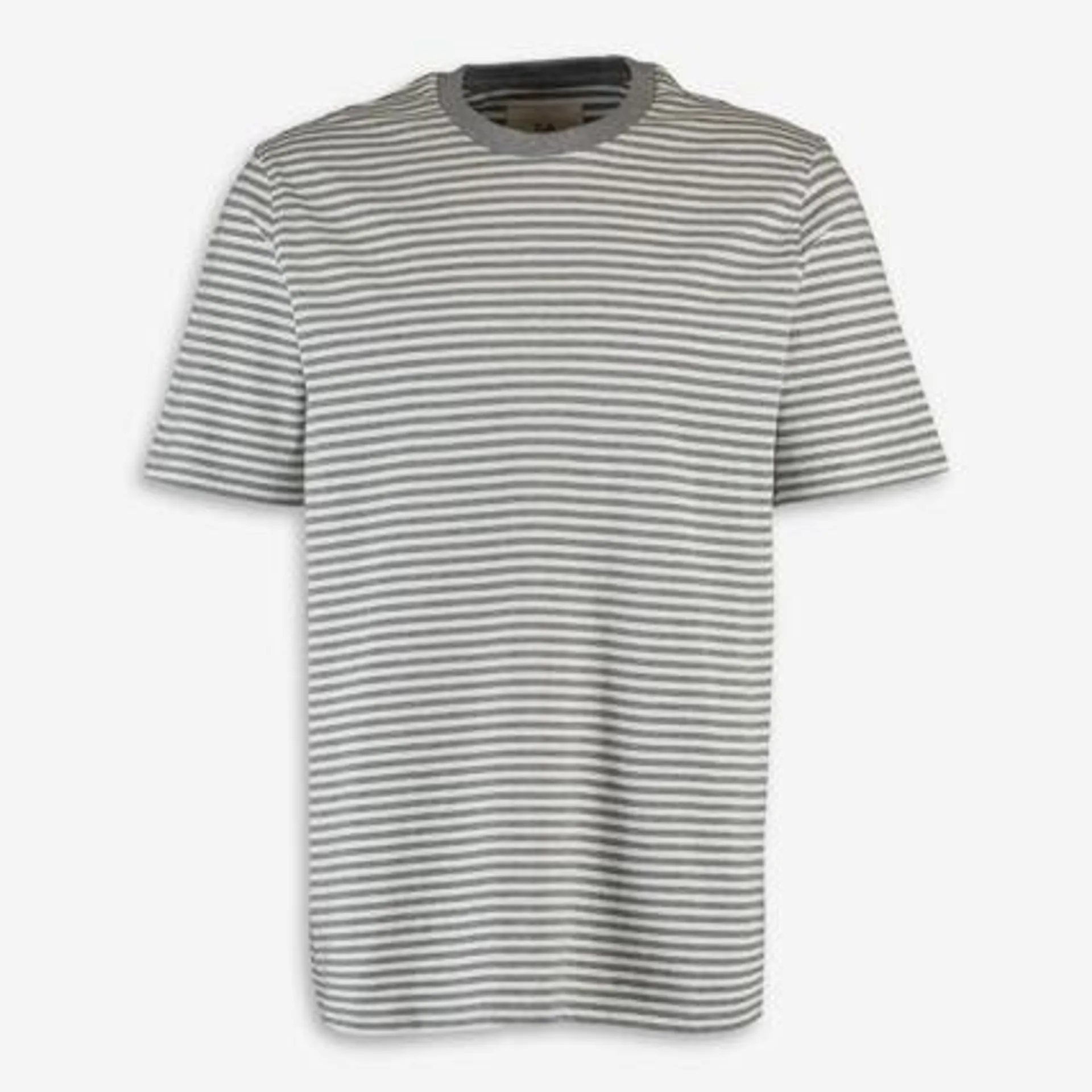 White & Grey Striped T Shirt