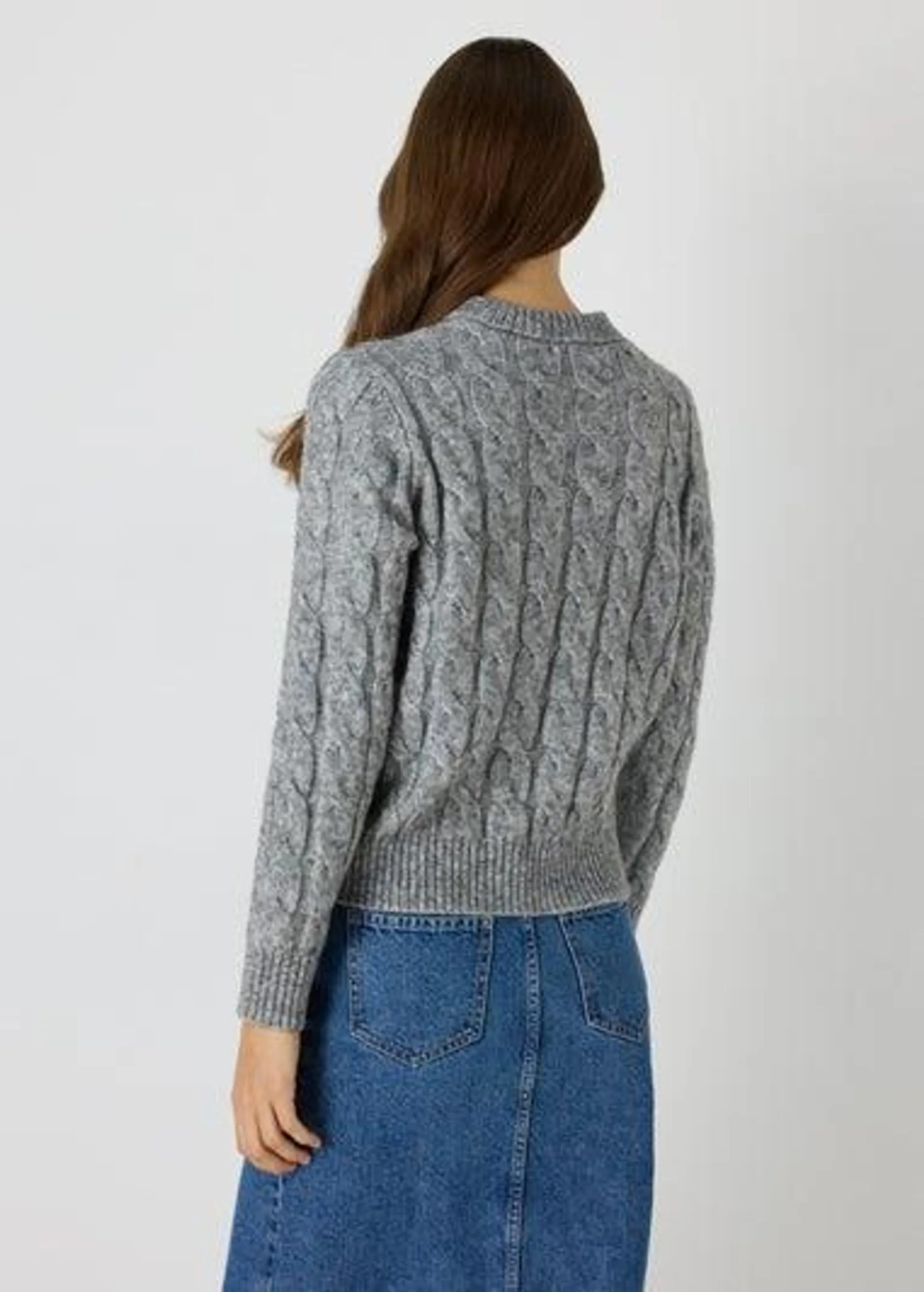 Grey Cable Knit Jumper