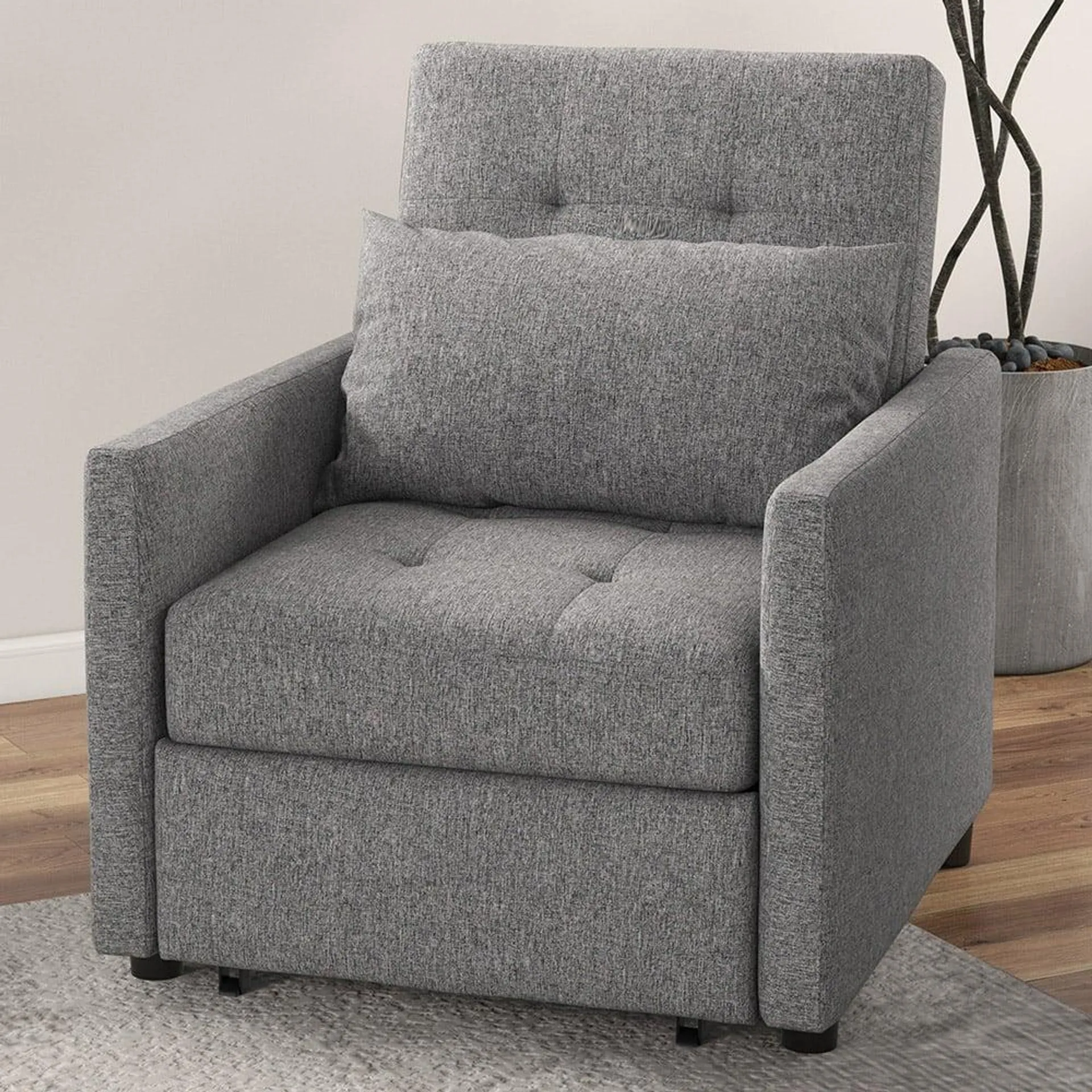 Portland Single Sleeper Grey Fabric Chair Bed