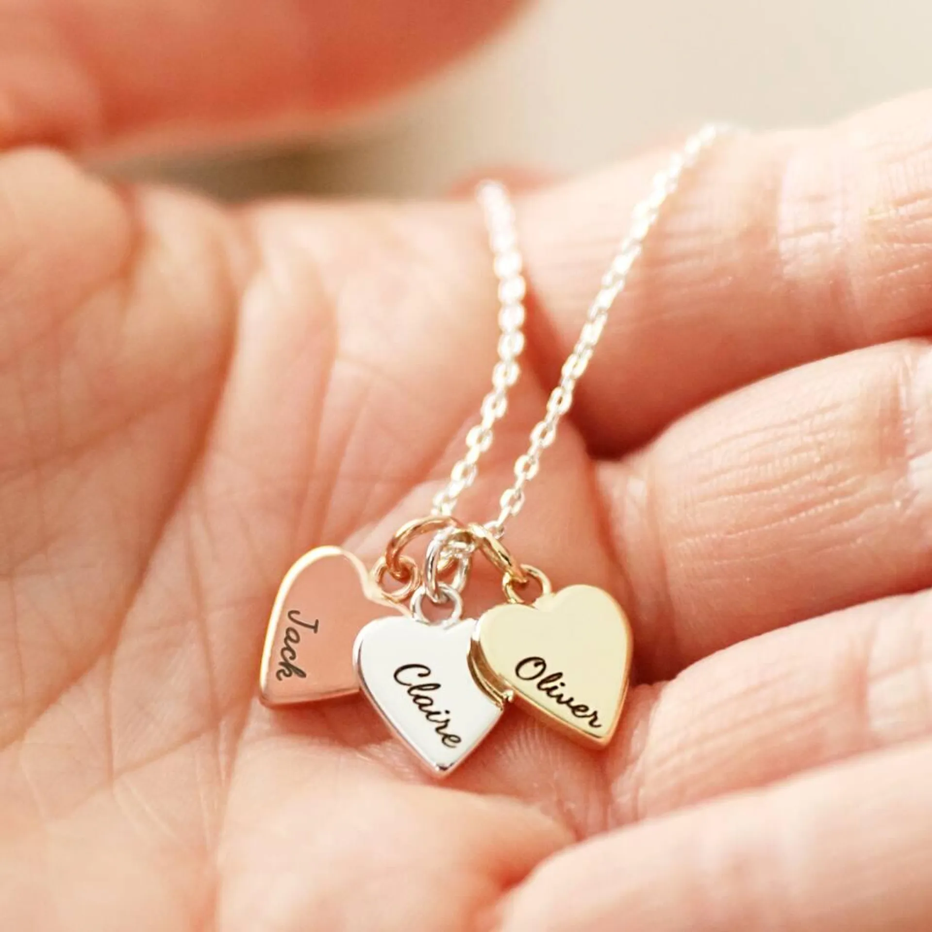 Personalised Family Names Heart Necklace