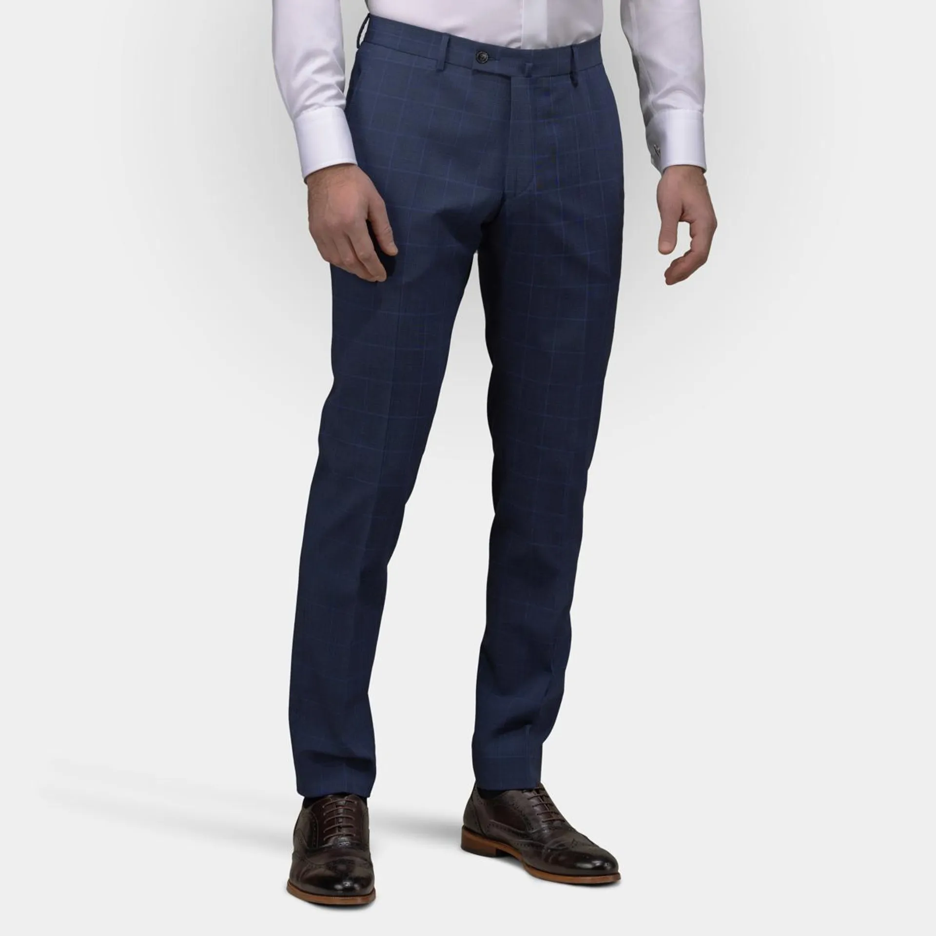 Navy checkered suit pants