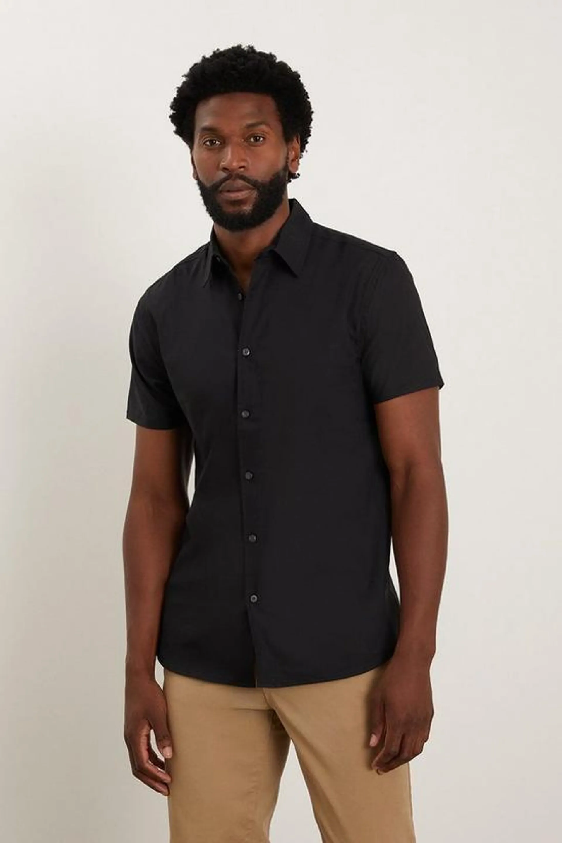 Short Sleeve Sateen Shirt