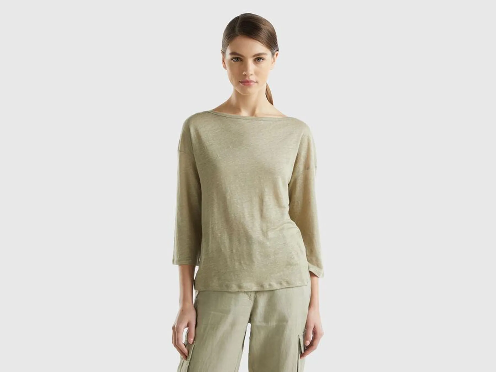 3/4 sleeve t-shirt in pure linen