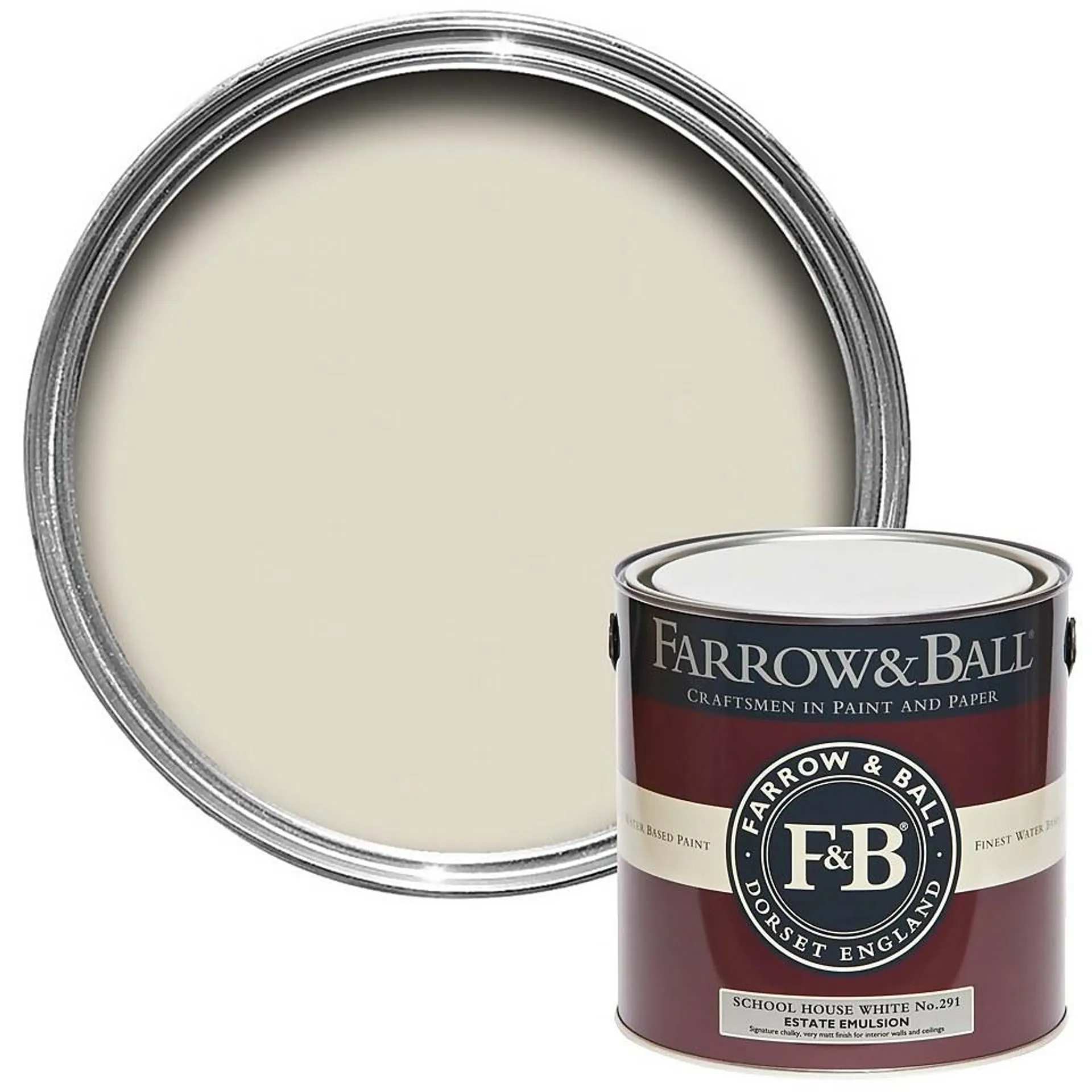 Farrow & Ball Estate Matt Emulsion Paint School House White No.291 - 2.5L