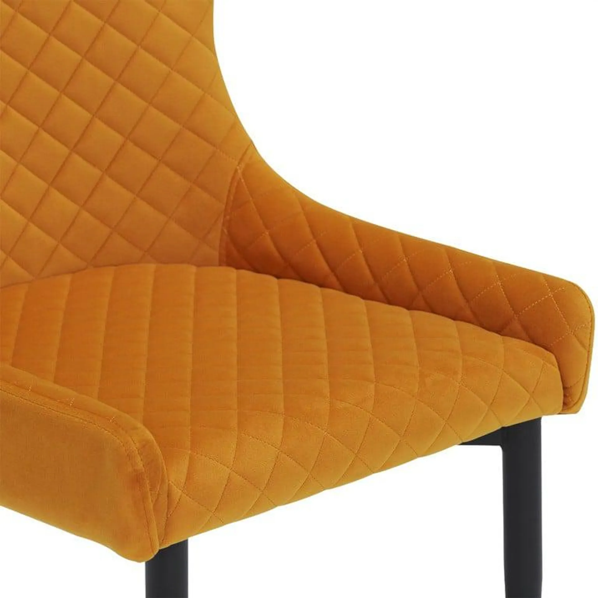 Yellow Velvet Quilted Dining Chair