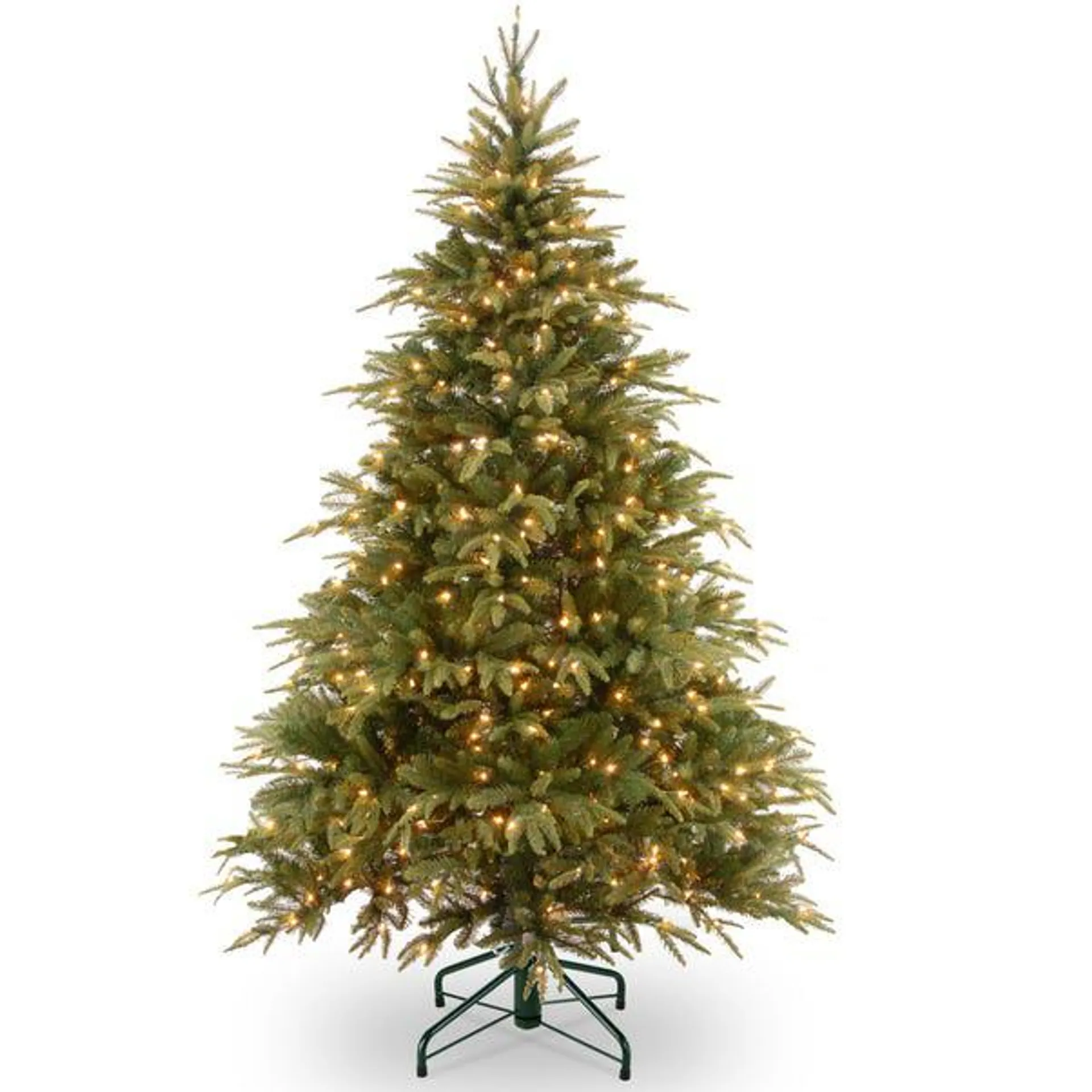 6ft Feel Real Weeping Spruce Hinged Christmas Tree with 450 Warm White LED Lights & Caps