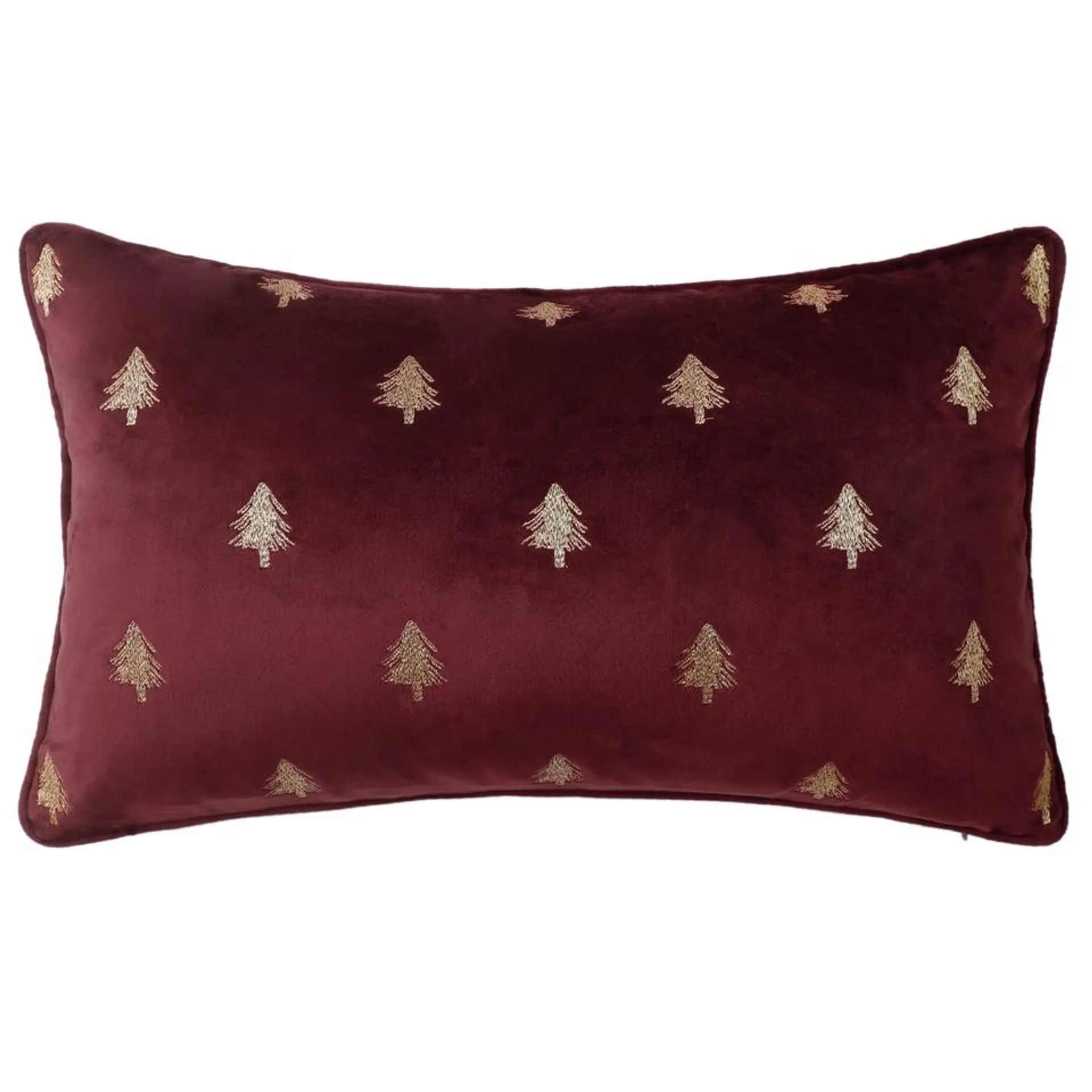 Embroidered Christmas Tree Velvet Cushion - 30x50cm