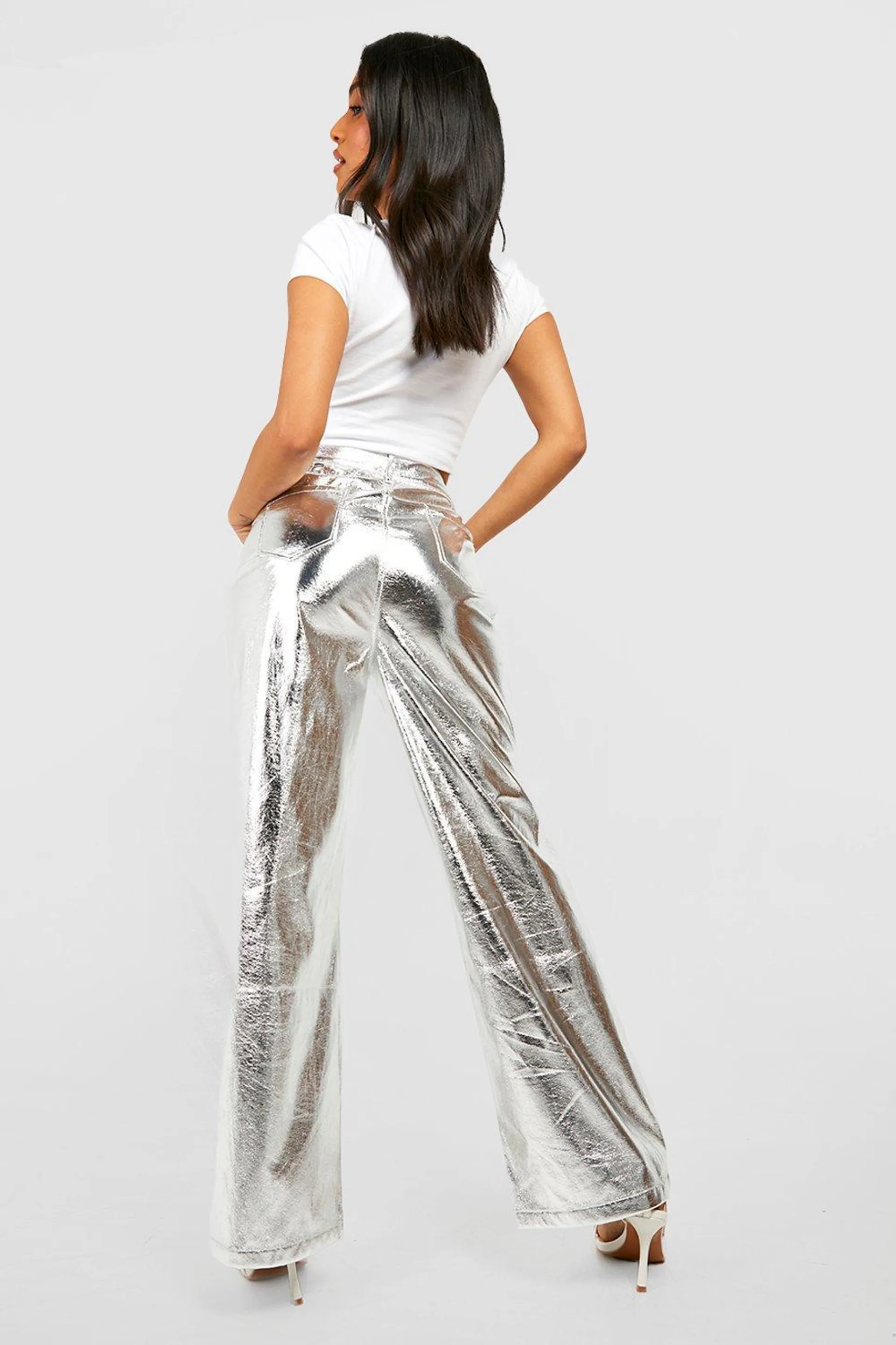 Petite Metallic Straight Leg Trouser