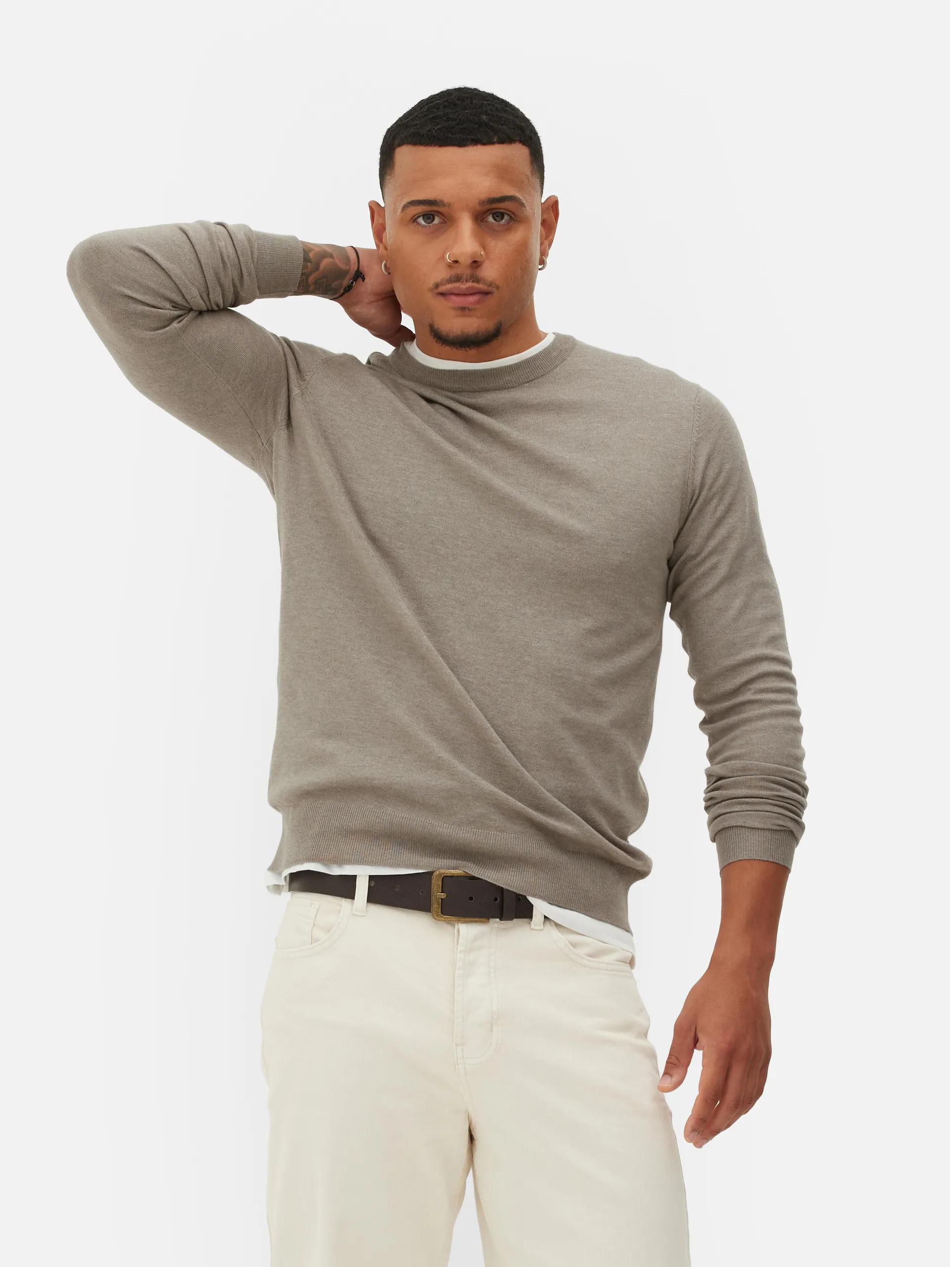 Crew Neck Fine Knit Sweater