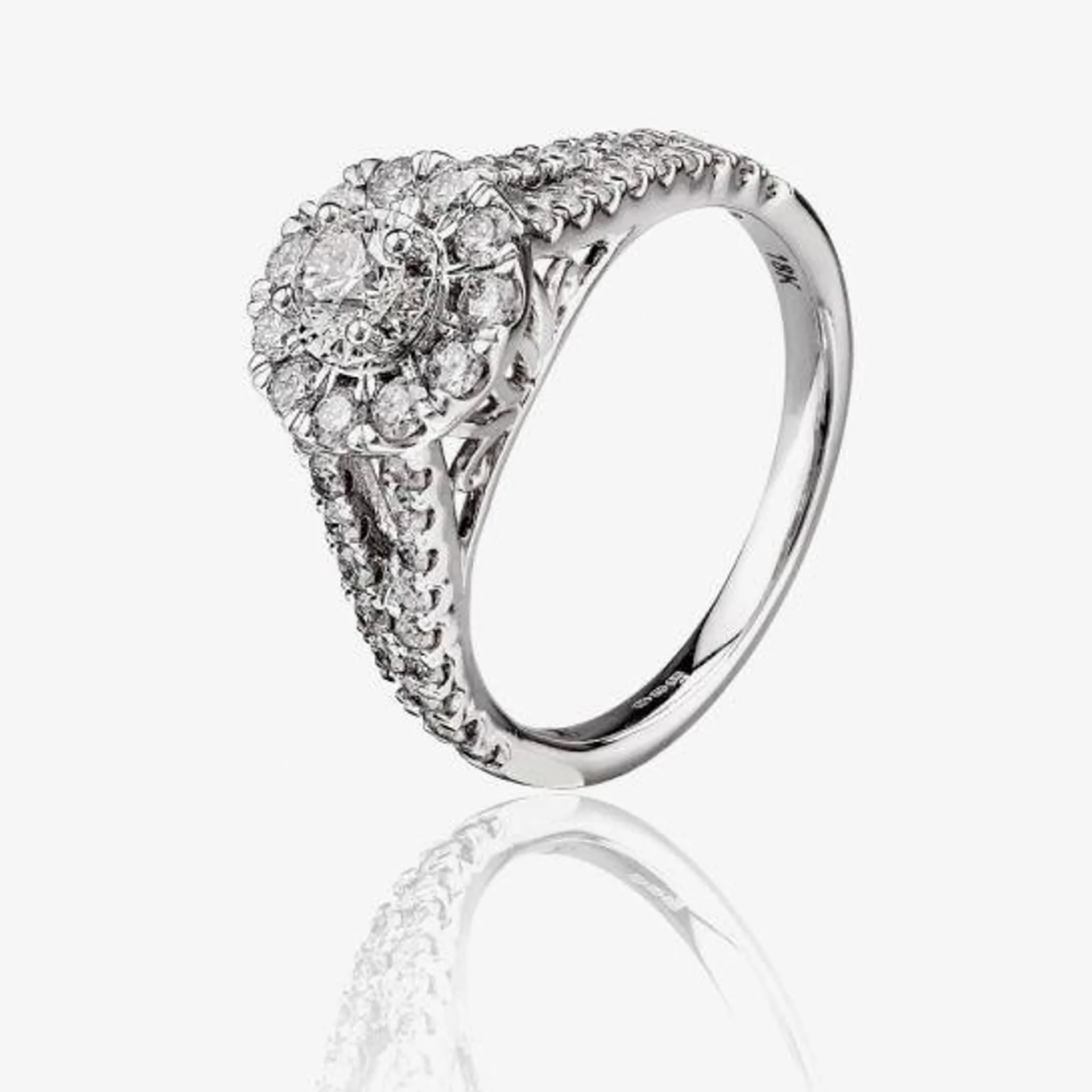 18ct White Gold 1.00ct Diamond Halo Ring THR20717-125E