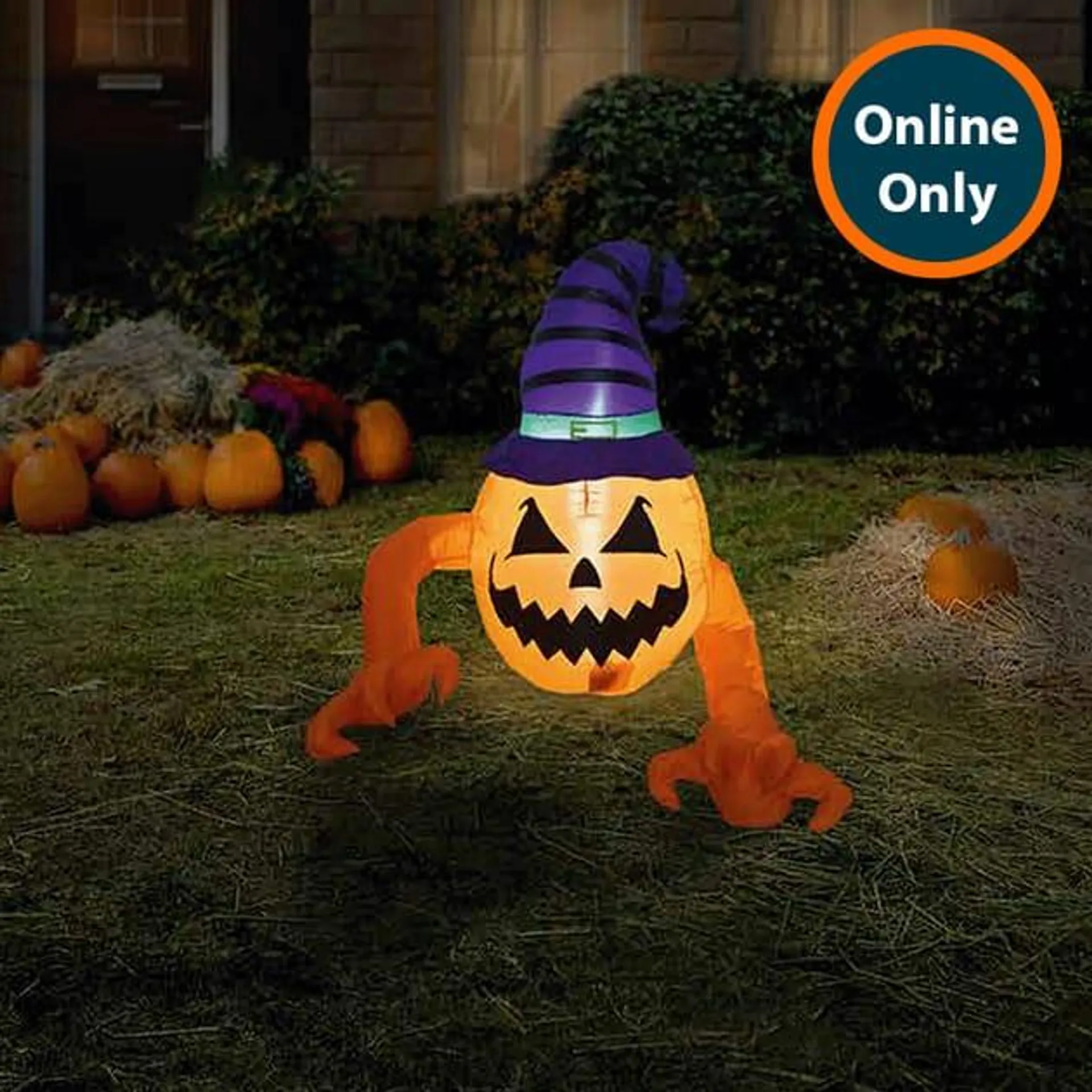 Haunted House Light-Up 4ft Inflatable Scary Pumpkin