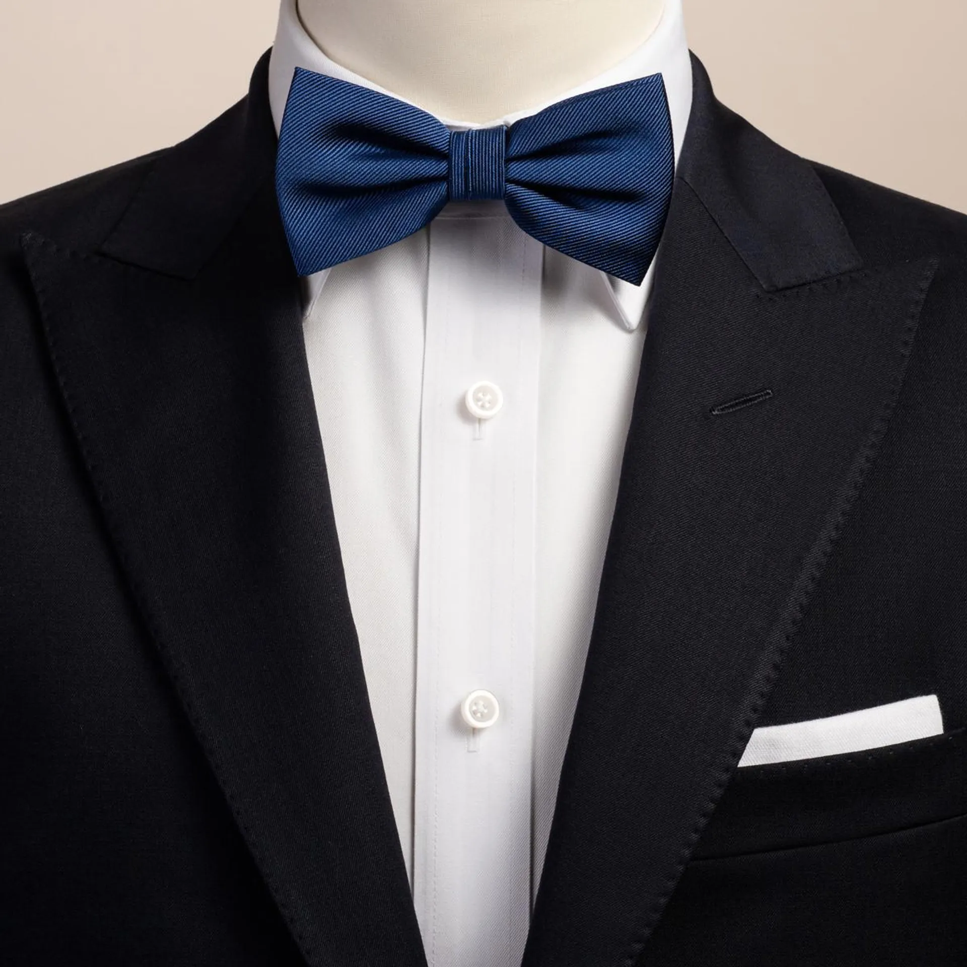 Blue silk bow tie