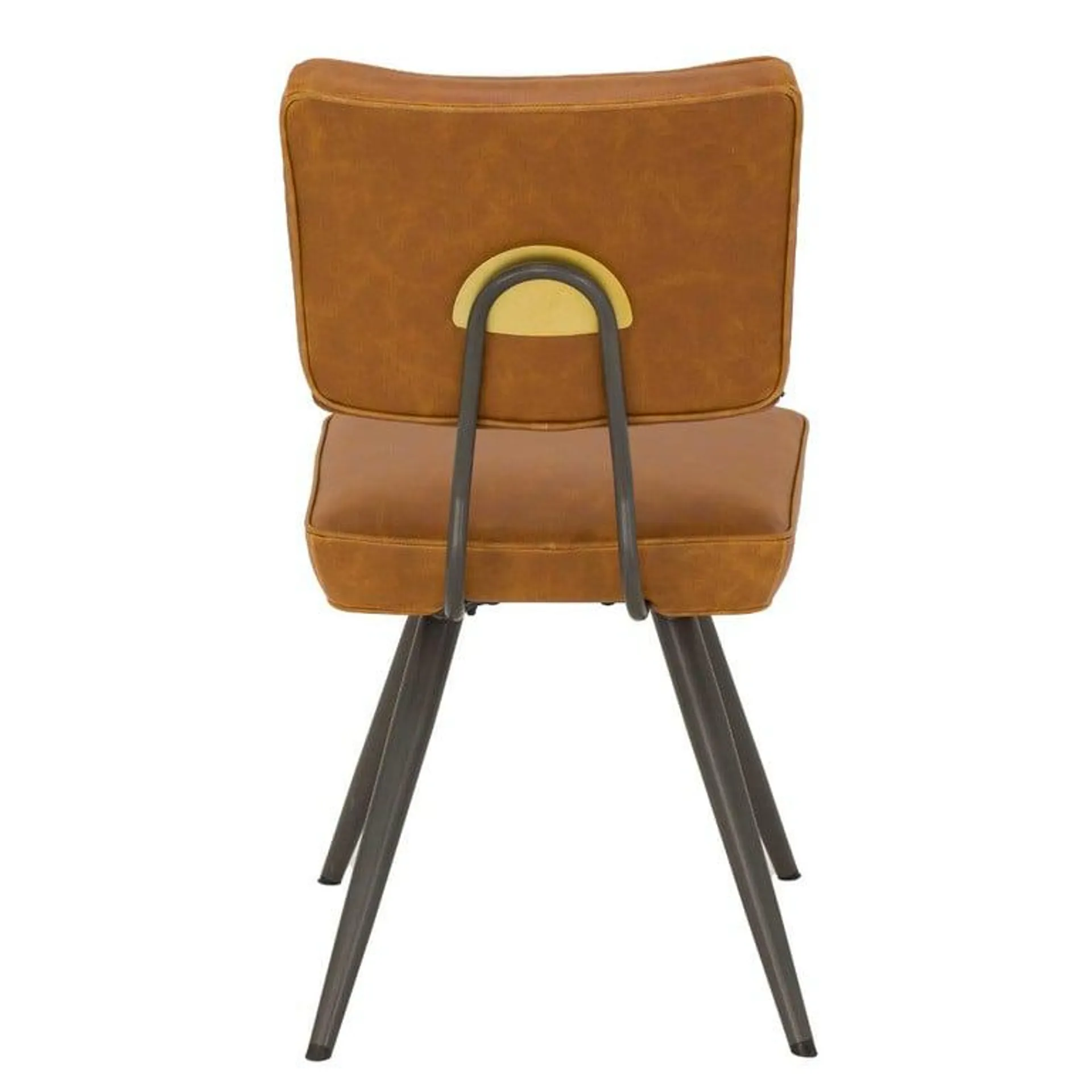 Brown Faux Leather Swivel Dining Chair