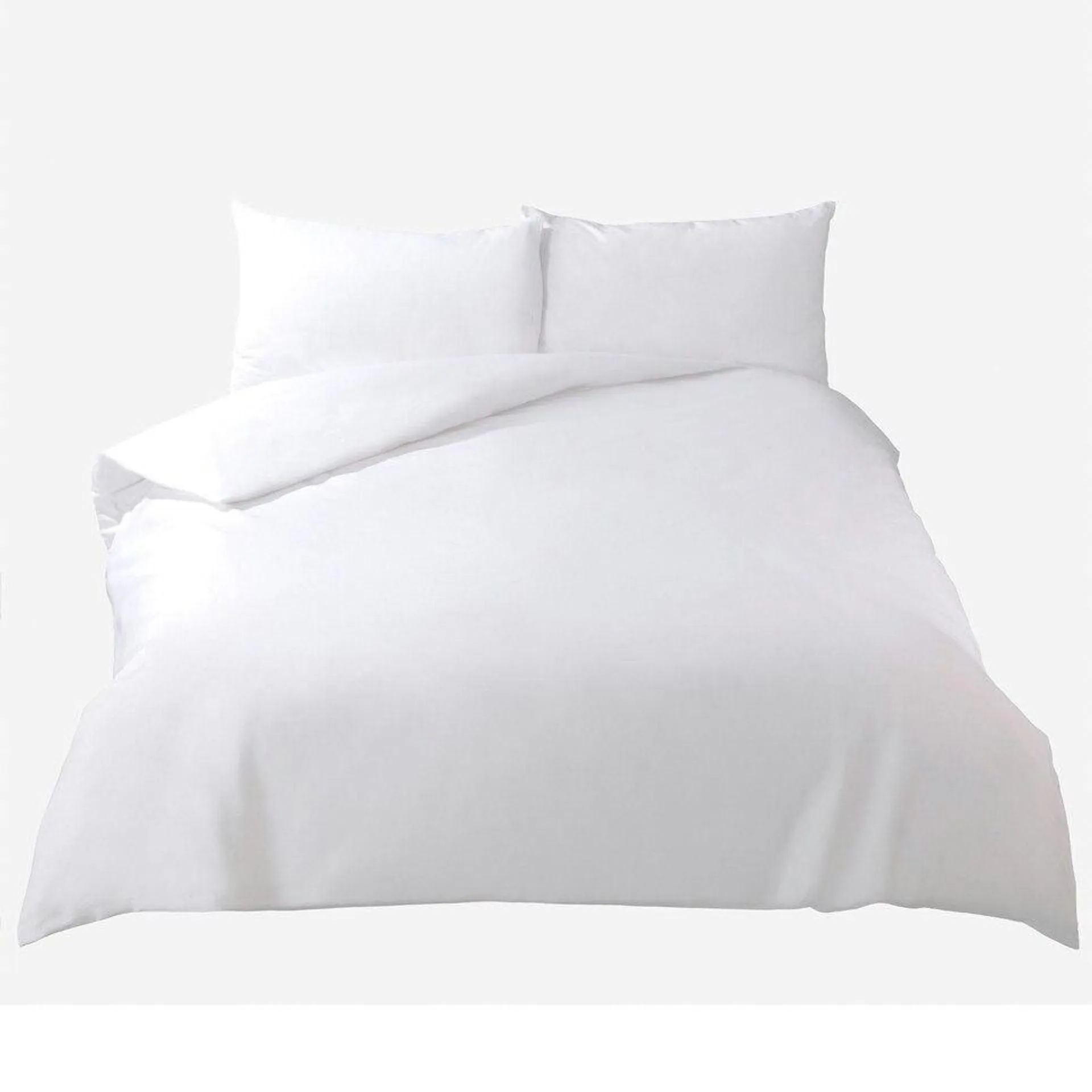 Highams 100% Cotton Duvet Cover and Pillowcase Bedding Set, Super King - White