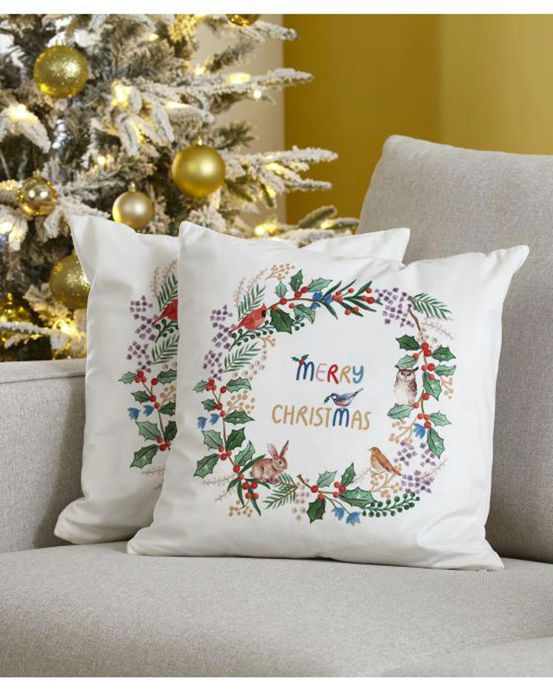 Pack of 2 Wreath Cushion Covers