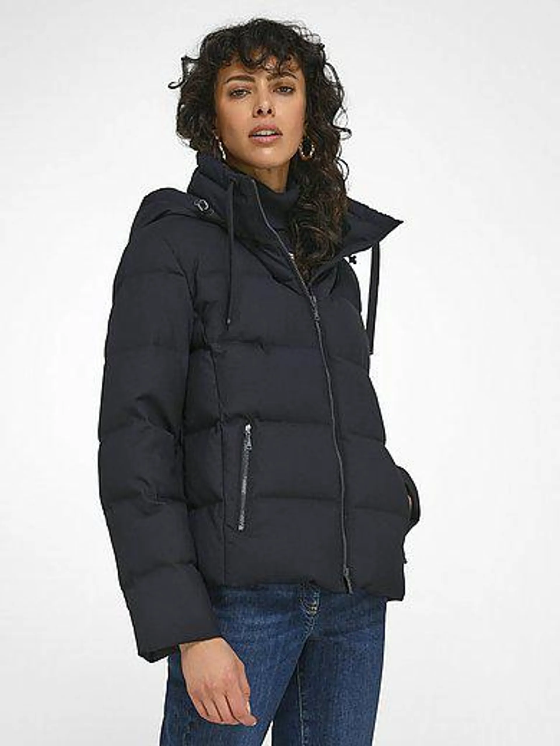 Quilted down jacket in fine wool mix