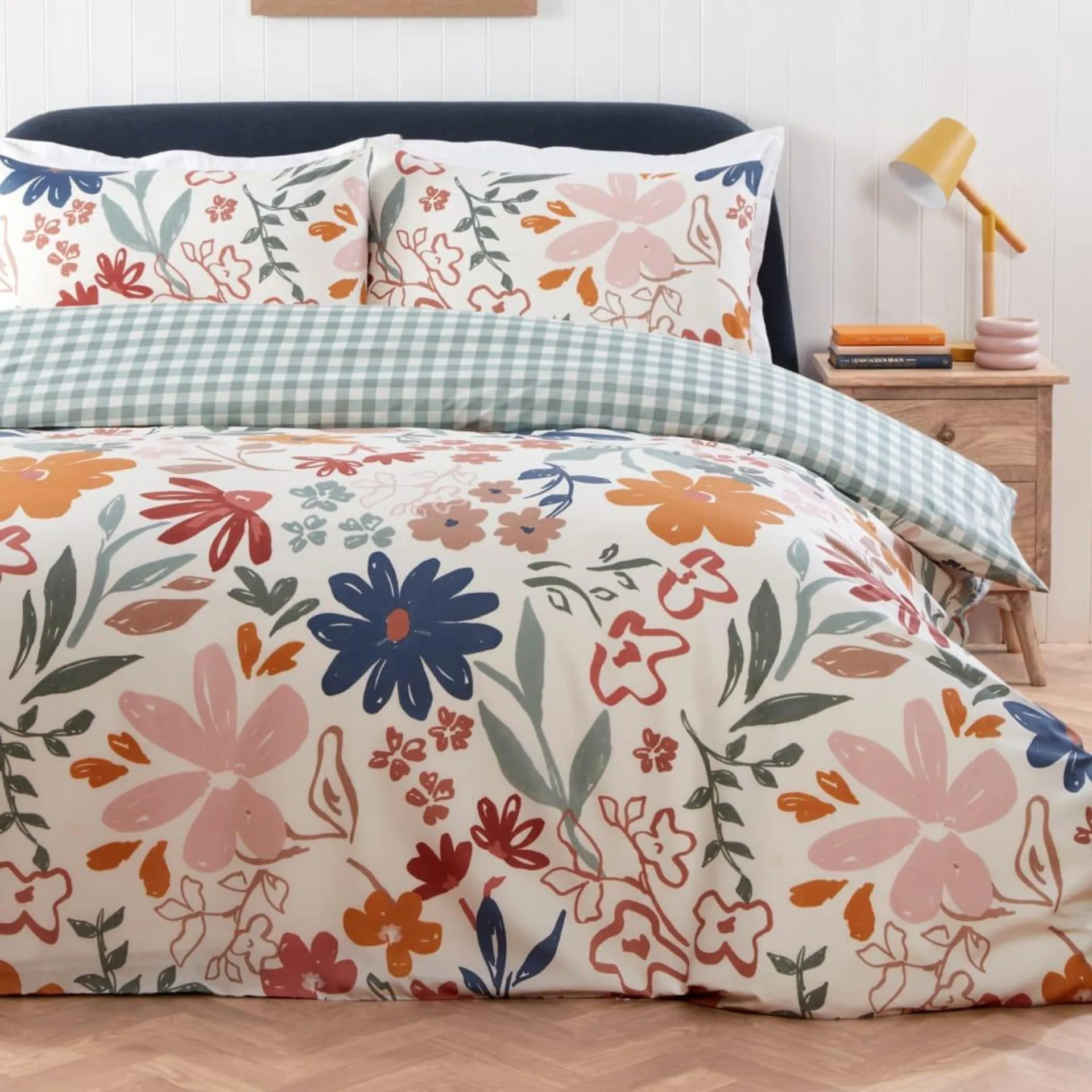 Floral Gingham Double Duvet Set